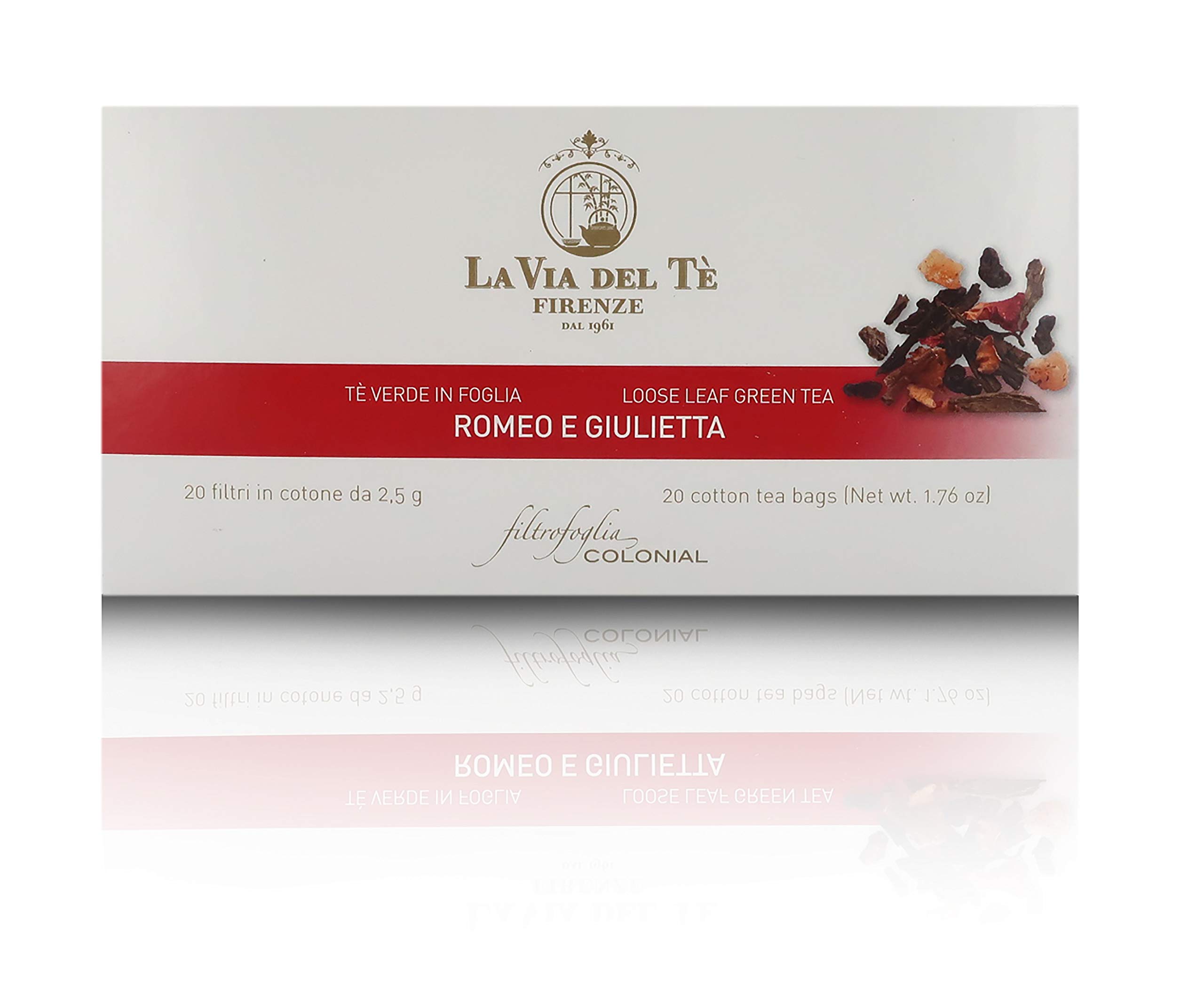 La Via del Te Romeo e Giulietta, Blend of Fruit Flavoured Teas, Fruity Green Tea, 20 Teabags, Total Net Wt: 50g / 1.76oz
