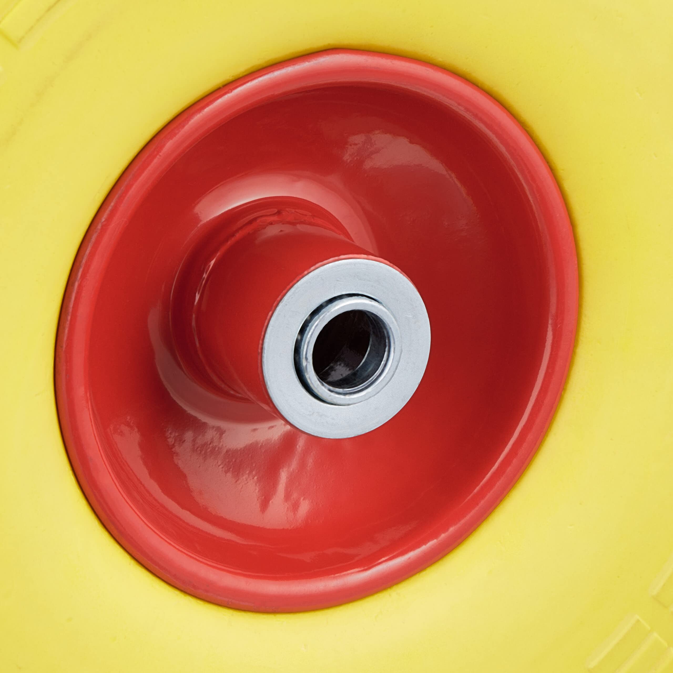 4x Ruote per Carrello, Pneumatici in Gomma Antipanne, 4.1/3.5-4", Asse 16mm, fino a 150 kg, 260x85mm, Giallo Rosso