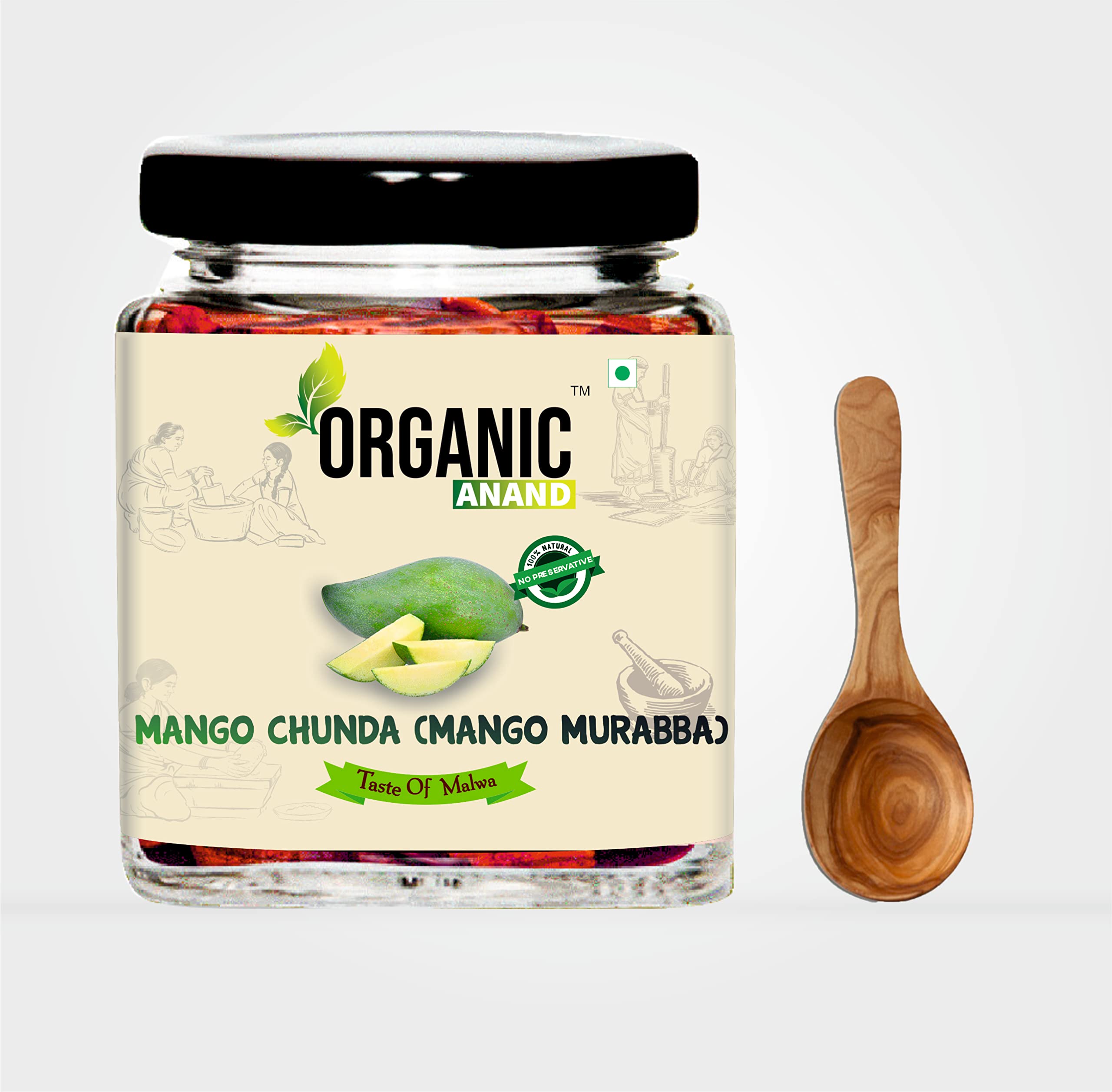 Organic Anand Handmade Mango Murabba 250 Gram|Aam ka Murabba|Grated Mango Chunda Authentic|Sun-Dried,No Artificial Colors and Preservative (Pack of 1)