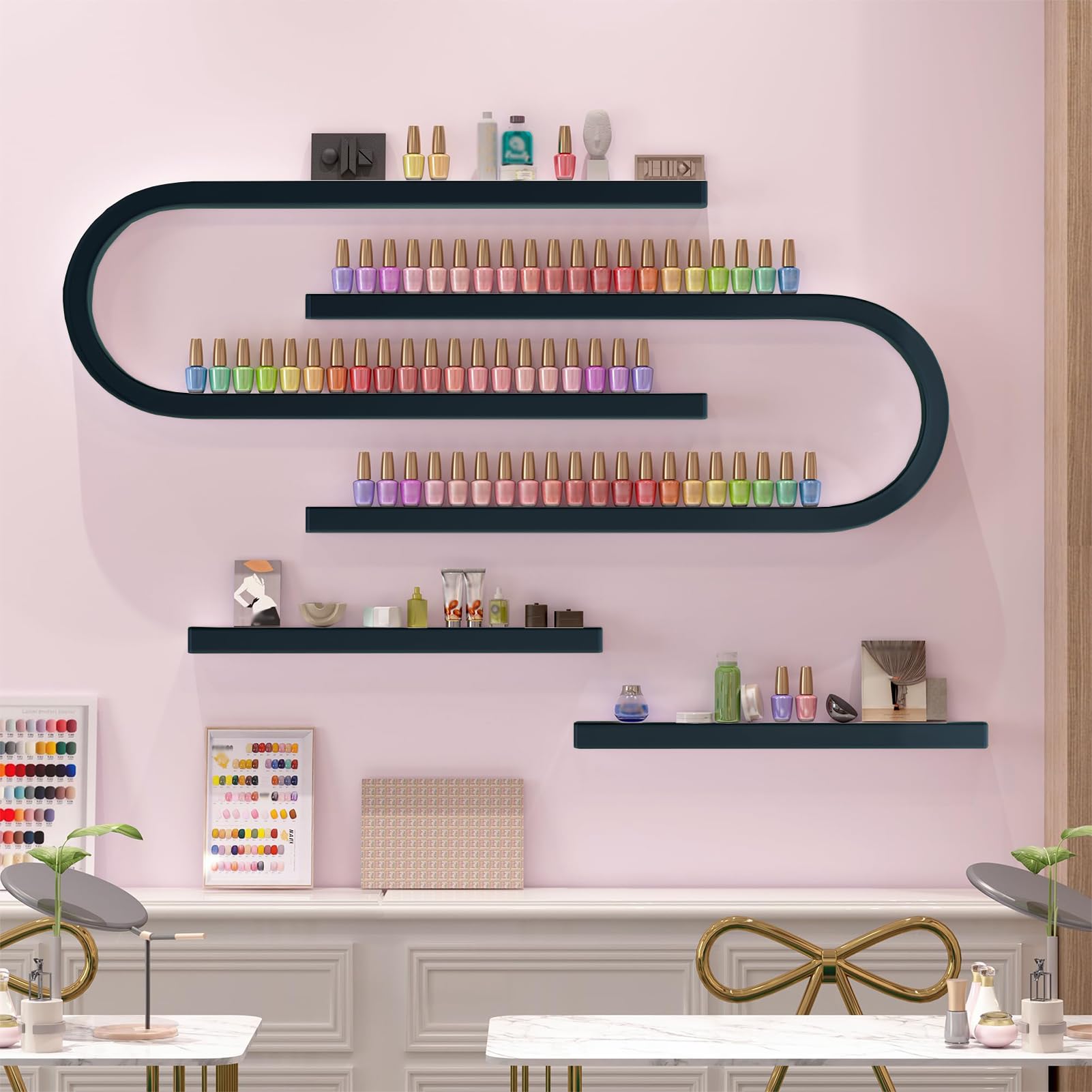 Estante para almacenar aceites Esenciales y perfumes, Estante de Pared para exhibir esmaltes de uñas, Estante Multifuncional para salón de uñas, Caja metálica para Guardar esmaltes de uñas,