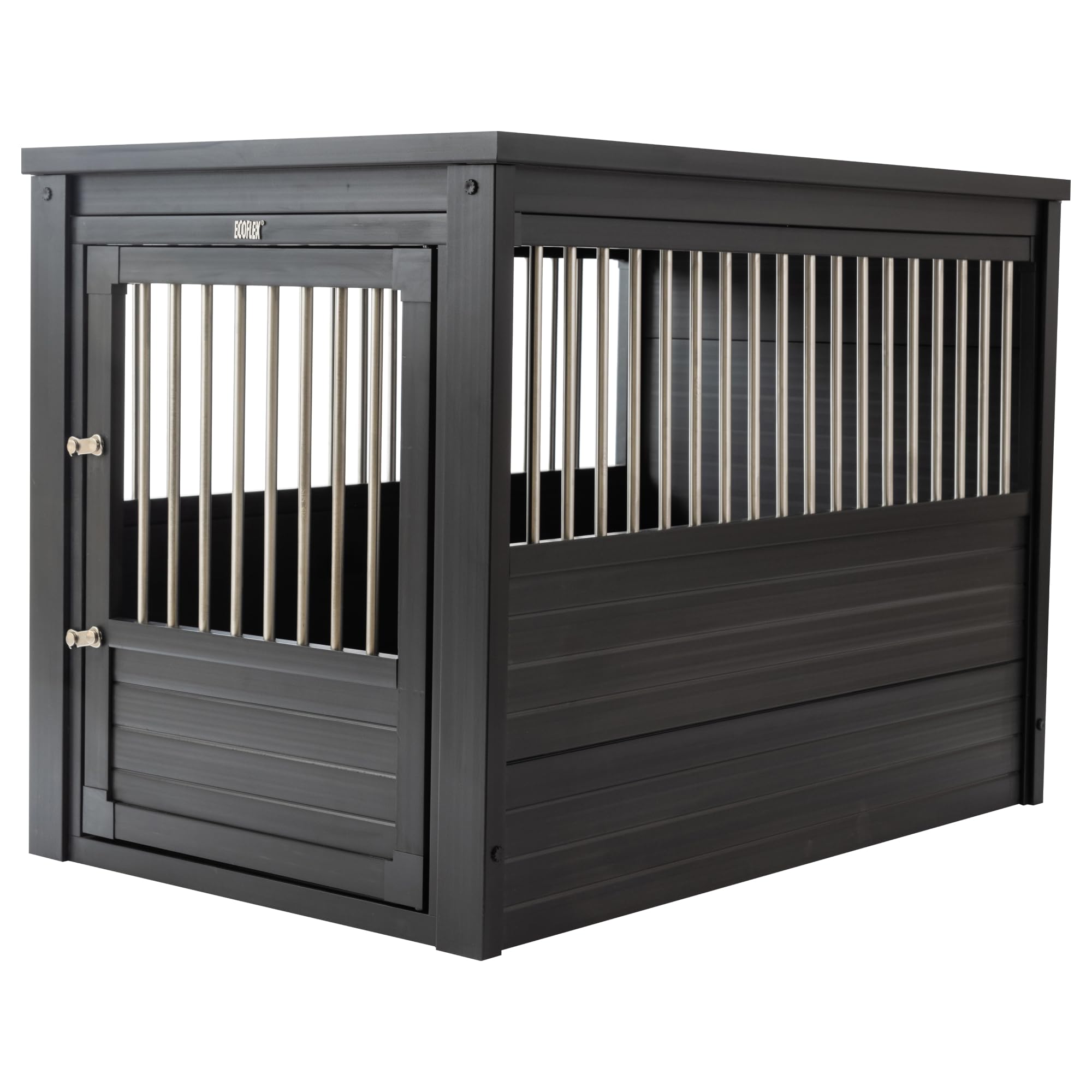 New Age Pet ECOFLEX InnPlace Dog Crate & End Table, Indoor Furniture Style Pet Kennel for Small, Medium, Large & XL Dogs, Durable Composite, Espresso Black, X-Large