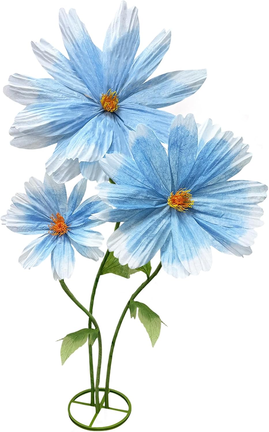 Giant Blue Daisy Artificial Flowers Decorations, Large Paper Flower Bouquets Decor No-Wilting, 3Pcs Artificial Flowers Season Decoration Wedding Mother's Day Flower Wall Arrangements Home Decor Props