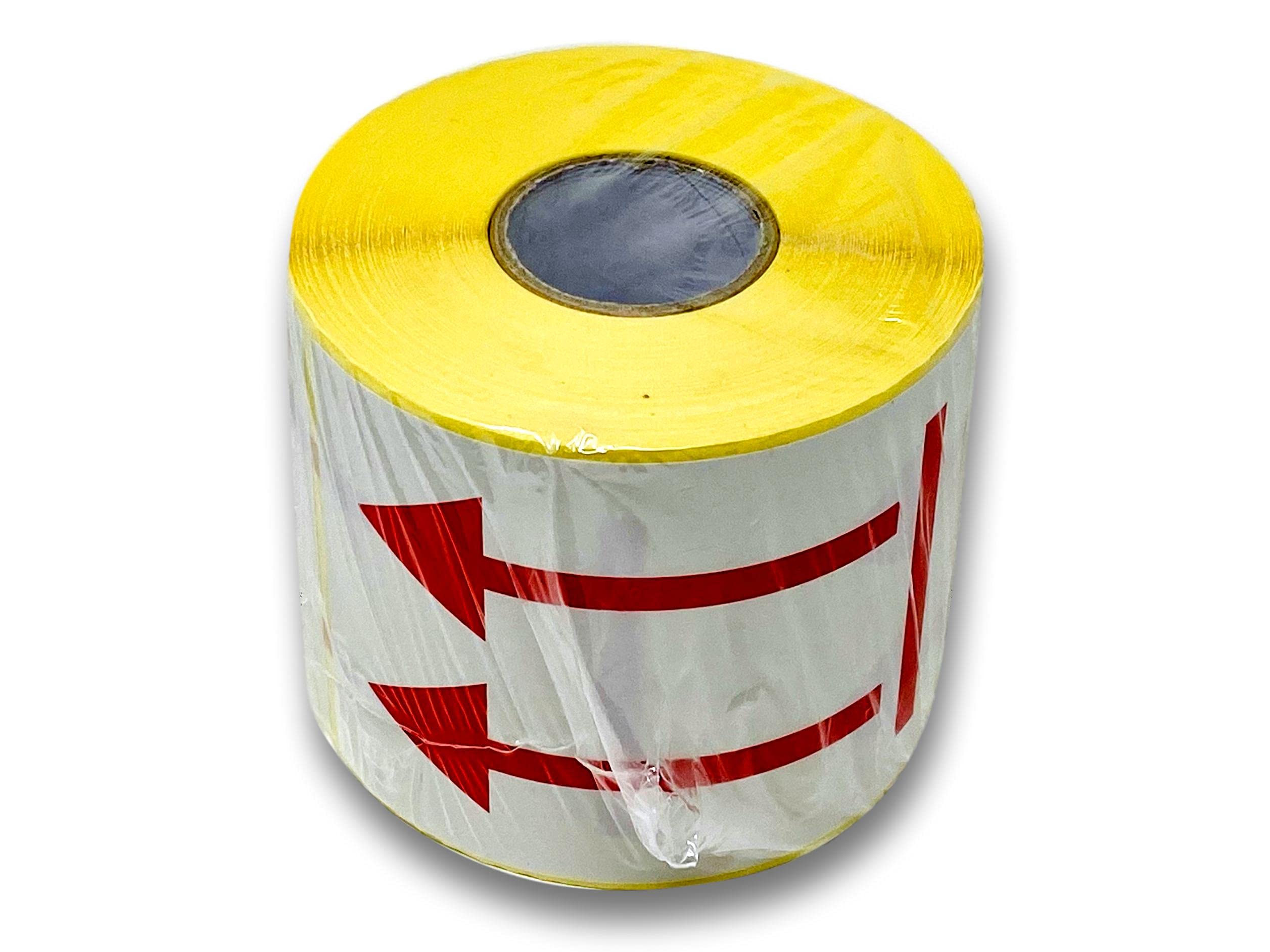 M-9 500 Etiquettes Fleche ROUGE 90 x 130 mm Etiquette de Signalisation sens de port Papier Brillant blanc impression ROUGE avec affichage Fleche ROUGE Colle forte Permanente pour colis avec sens