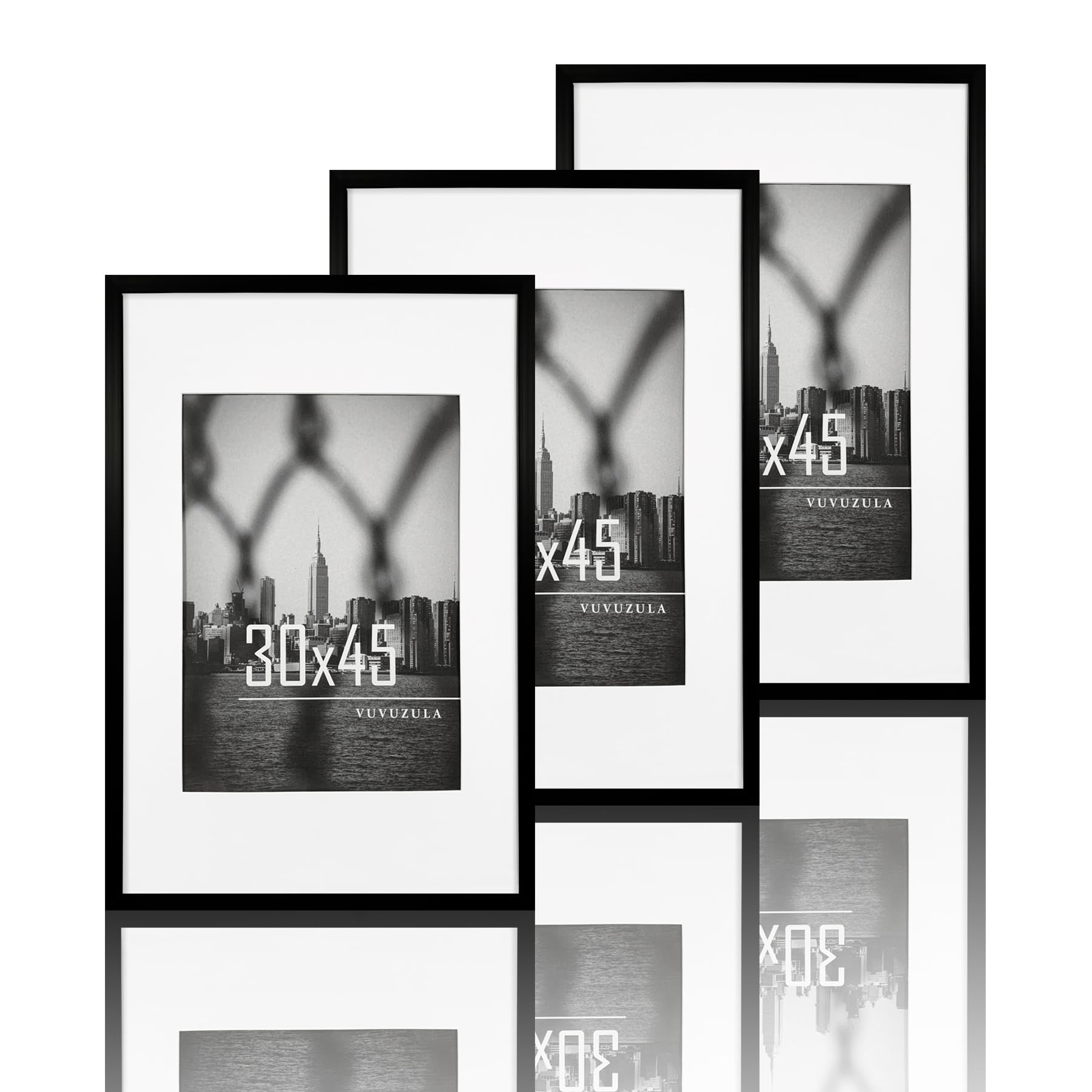 VUVUZULA Picture Frame 30 x 45 cm White Set of 3 Photo Frames with Mount Poster Frame