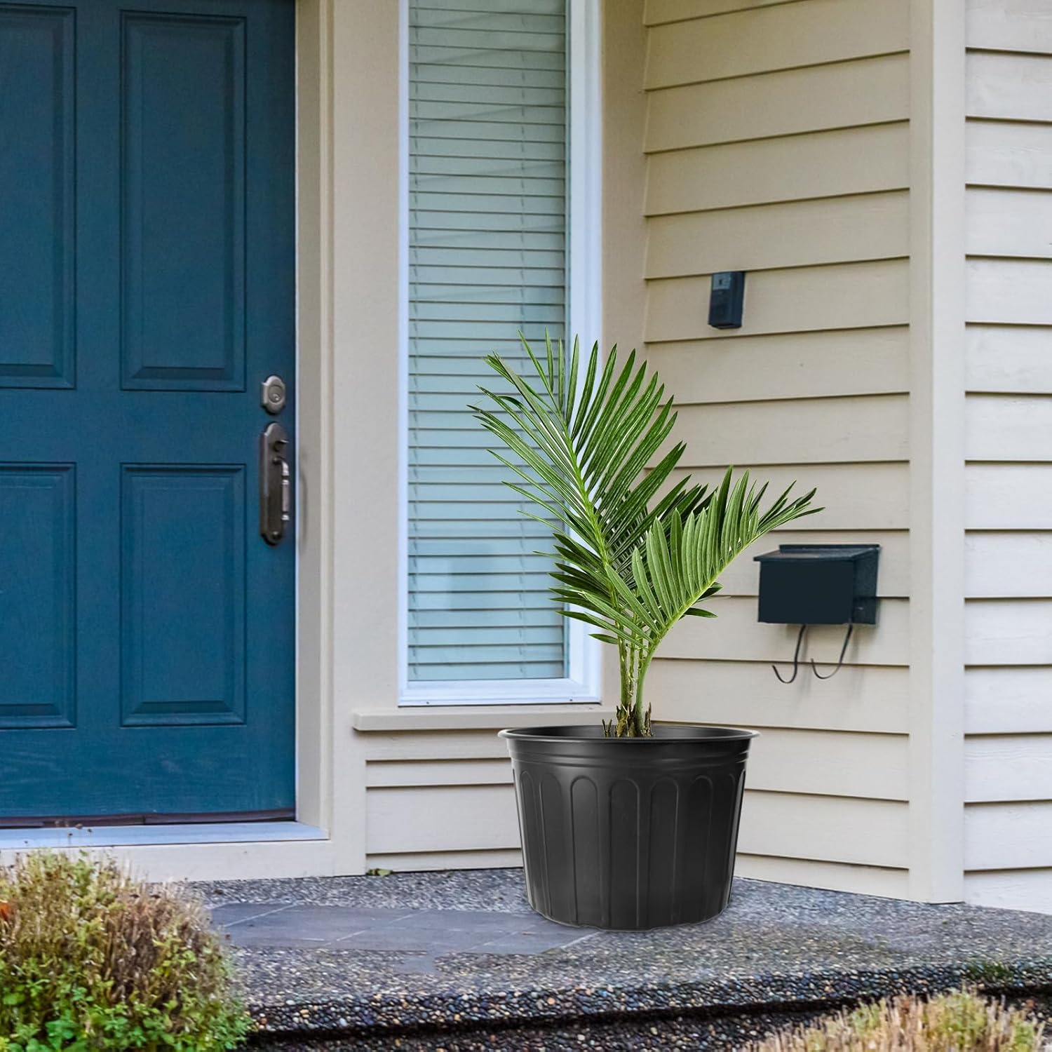 12 Pack 5 Gallon Nursery Pots Thickened Soft Plastic Plant Pots with 20 Pcs Waterproof Plastic T-Type Plant Tags and 2Pcs/Set Transplanting Digging Mini Tools