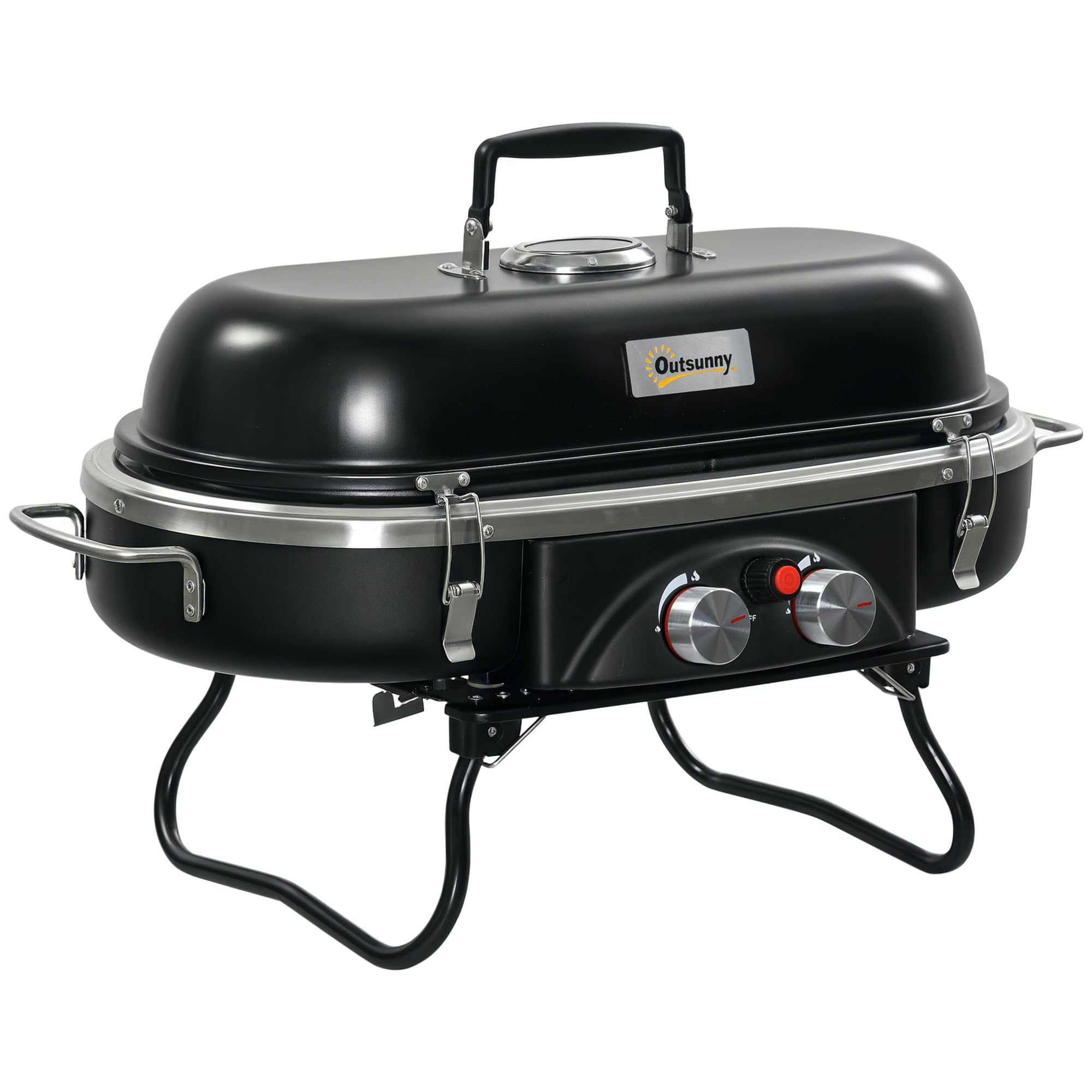 Outsunny 2 Burner Gas BBQ Grill - Black