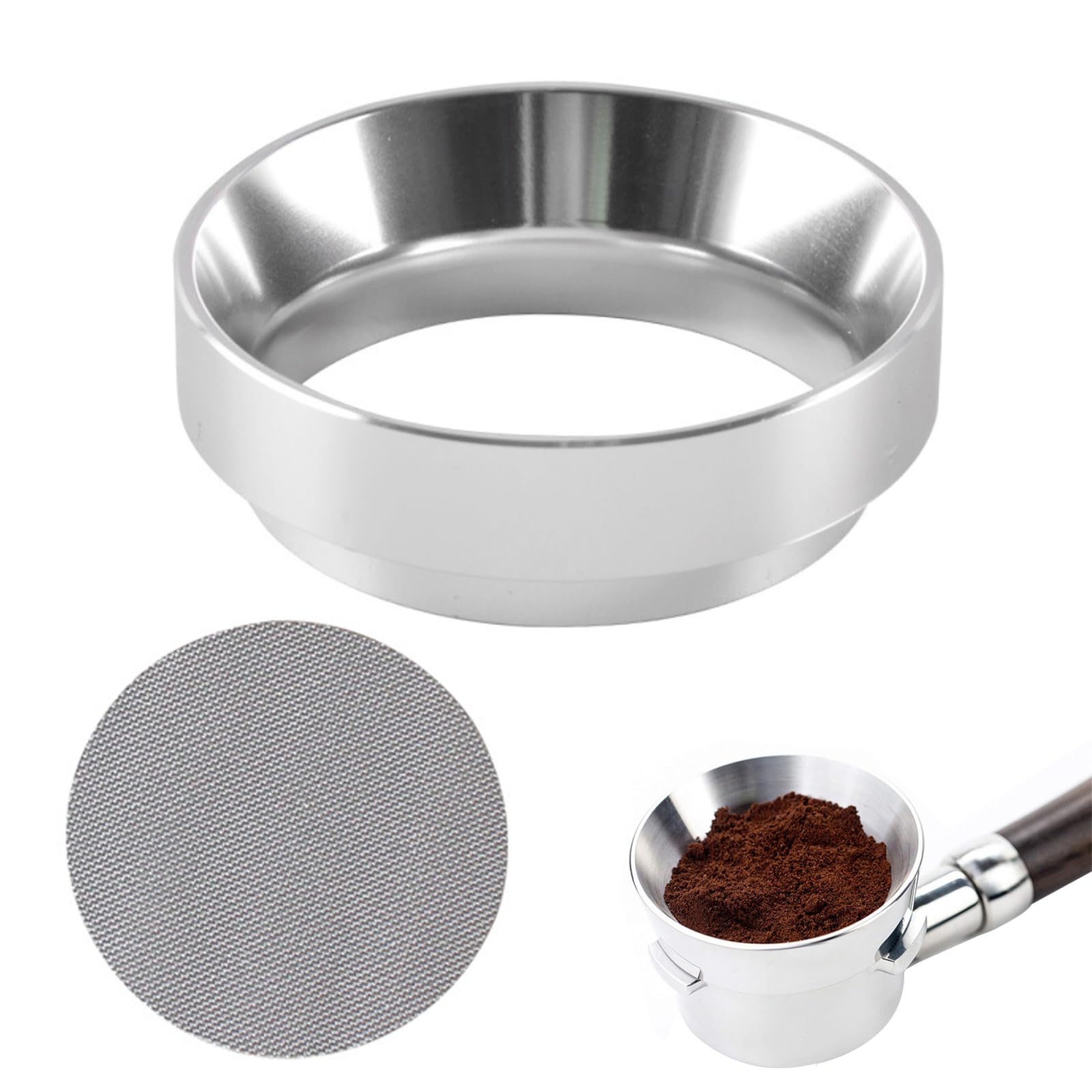 Barista magnetyczny nośnik, pierścień dozujący 51mm, ekran krążkowy, akcesoria do sitka, lejek ze stopu aluminium, lejek dozujący 51mm