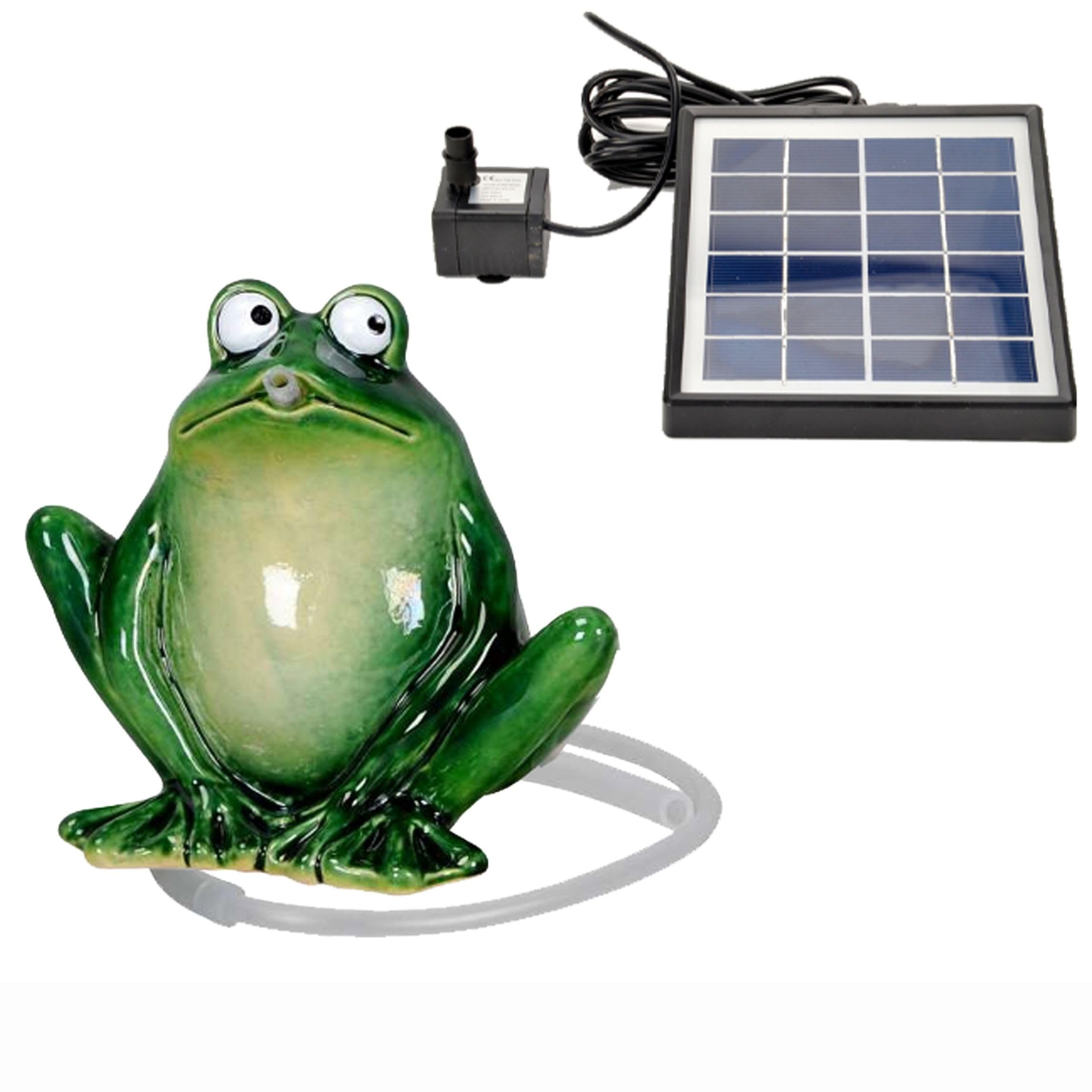 Gartenzaubereien Purgeur d'eau Grenouille Vert foncé céramique Pompe Solaire
