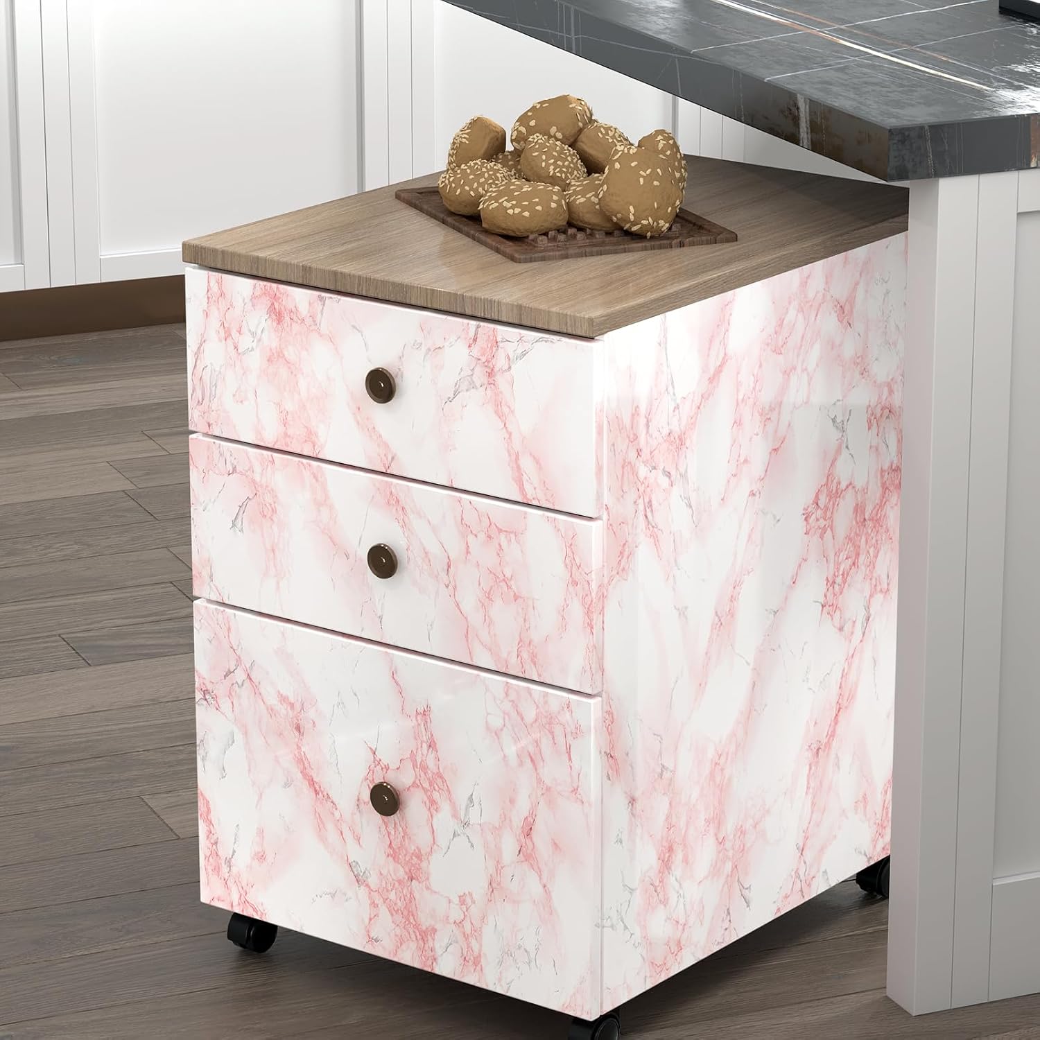 YENHOME 30"X118" Pink Marble Contact Paper for Countertops Waterproof Marble Peel and Stick Countertops Granite Contact Paper for Kitchen Counter Cabinet Dresser Walls Self Adhesive Marble Wallpaper