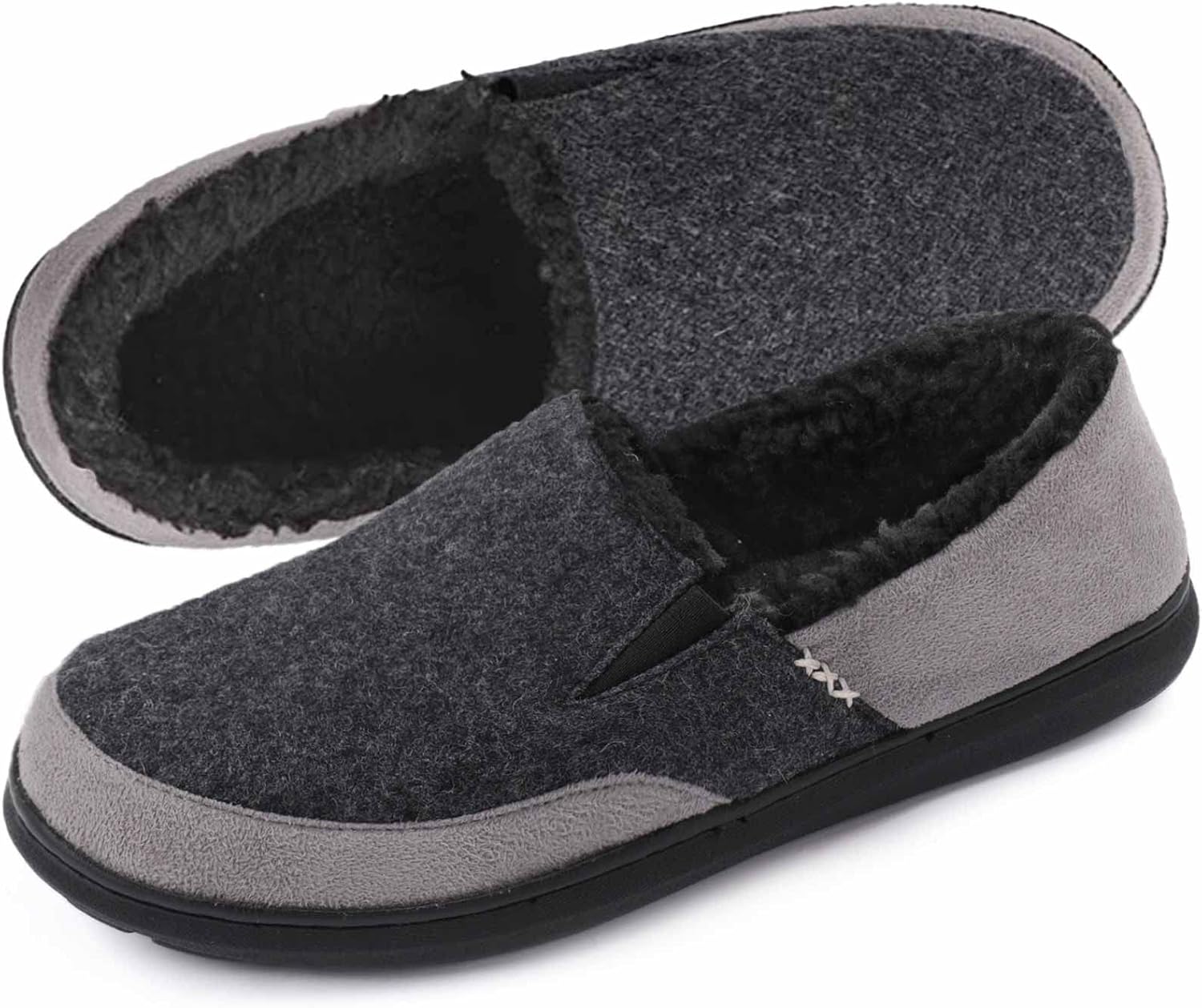 Zigzagger Men's Fuzzy Fleece Slippers with Memory Foam