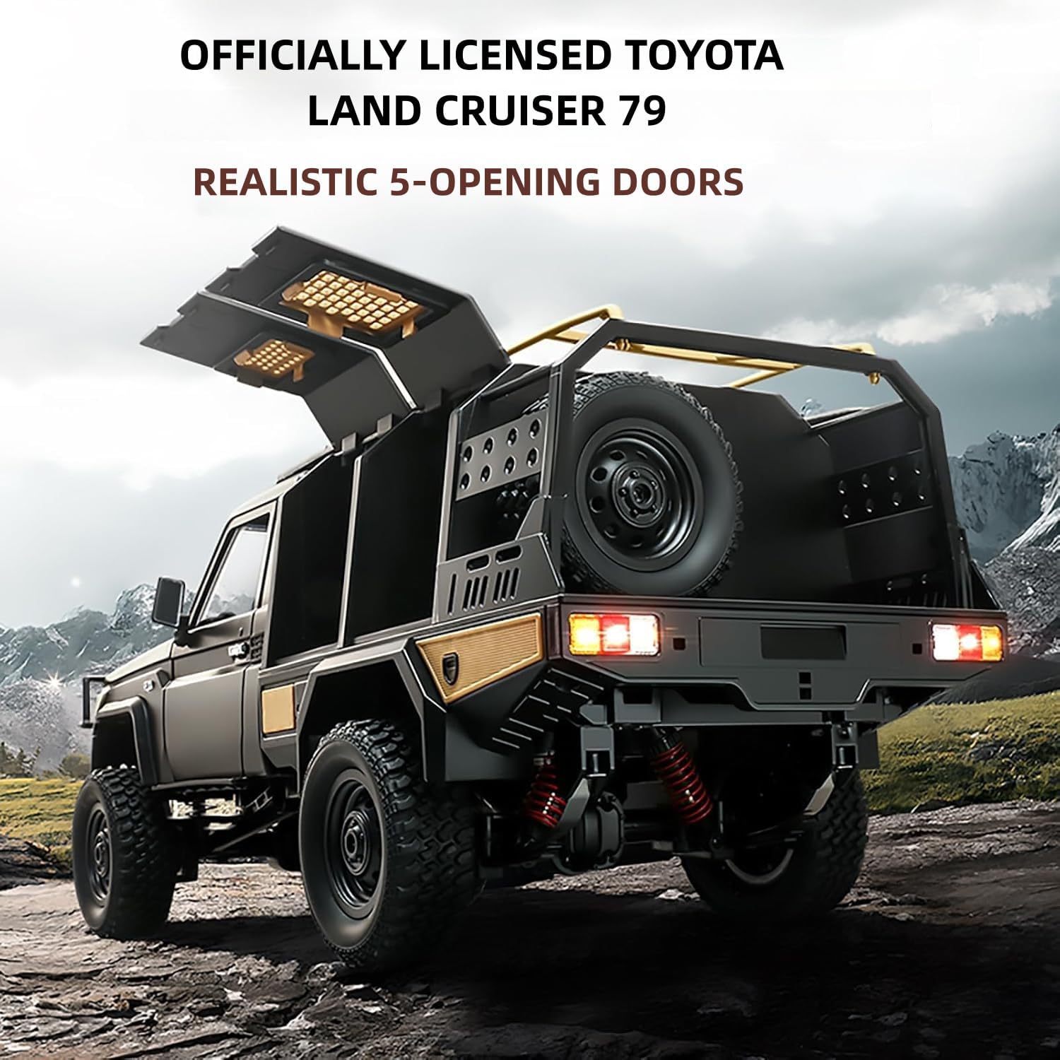DOBYE MN-82S 1/12 RC Crawler, 4x4 Remote Control Crawler RC Truck for Toyota LC79 Off Road Vehicle Pickup RTF, 2.4GHz 280 Motor Upgraded Chassis with LED Lights, Full Proportional RC Car for Adult