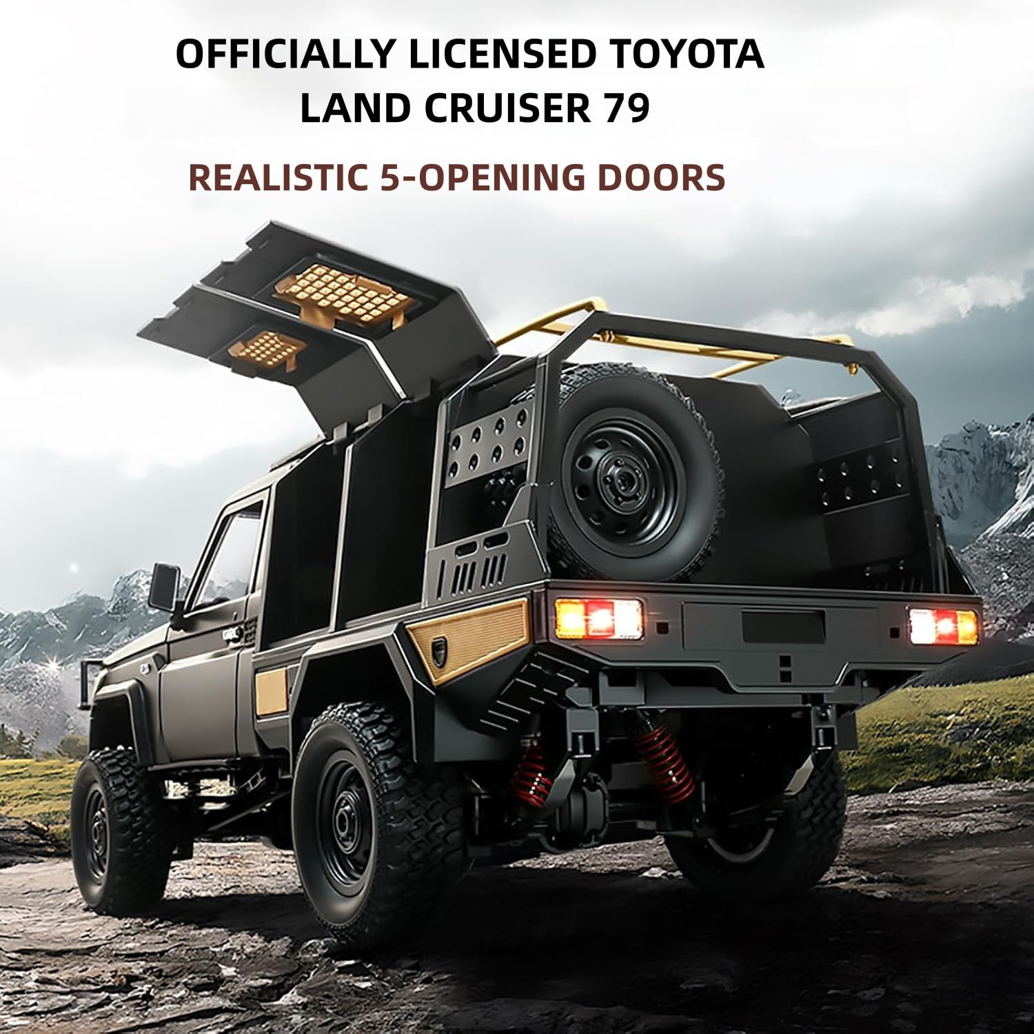 DOBYE MN-82S 1/12 RC Crawler, 4x4 Remote Control Crawler RC Truck for Toyota LC79 Off Road Vehicle Pickup RTF, 2.4GHz 280 Motor Upgraded Chassis with LED Lights, Full Proportional RC Car for Adult