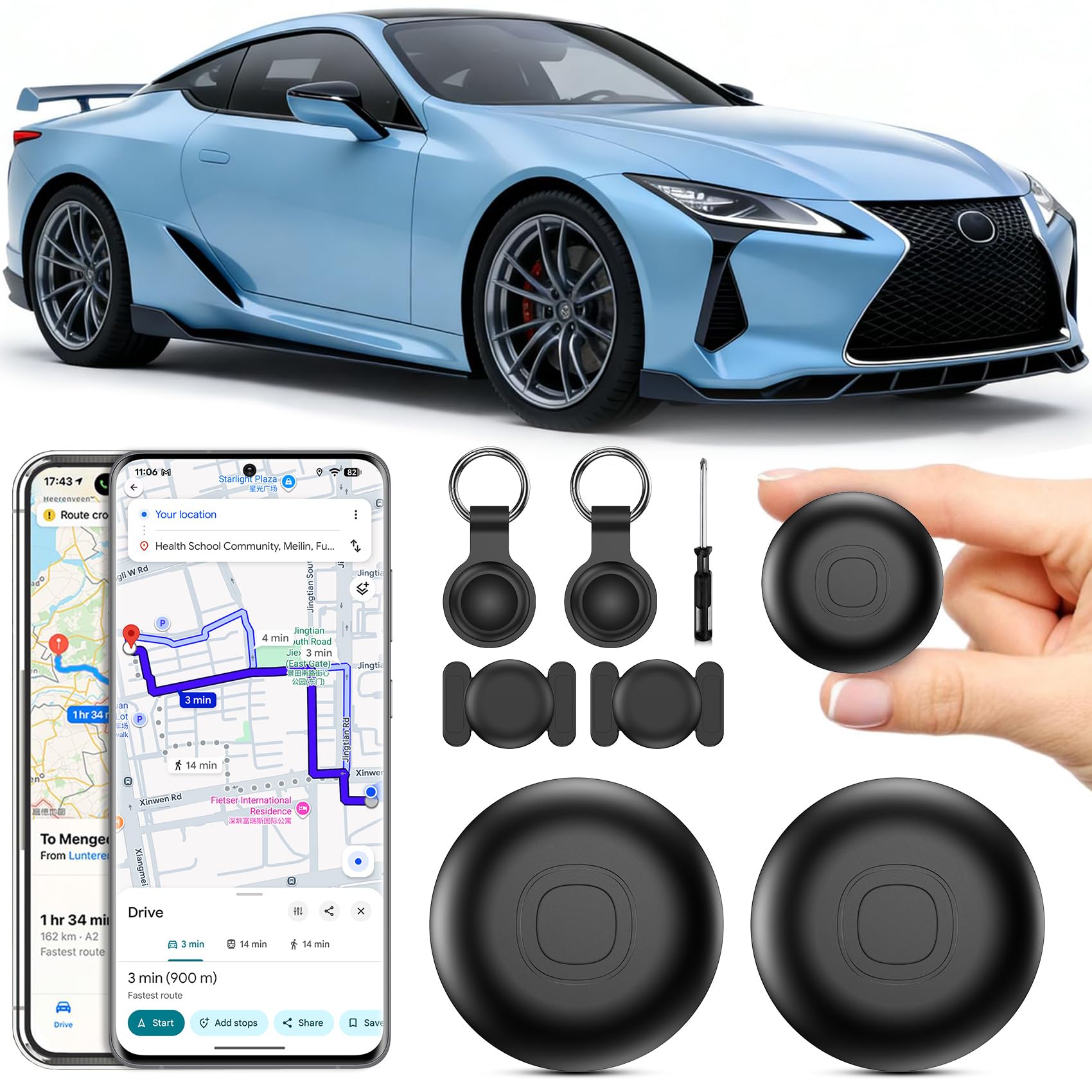 Air Tracker (pack de 2) — baliza magnética Find My, iOS y Android, sin suscripción