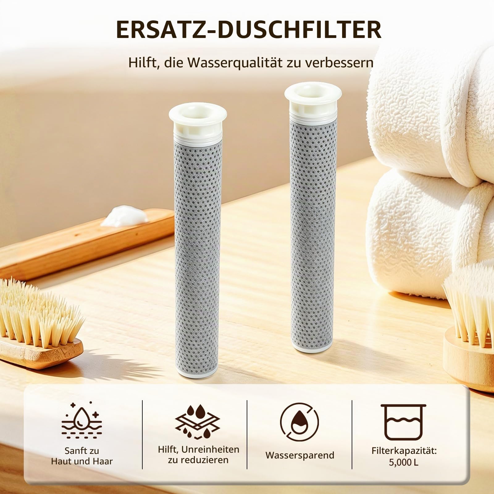 ASH138 Ersatzfilterkartusche, kompatibel mit Philips ASH1516CH Duschfilter, reduziert Chlor und Verunreinigungen, weiß (3 Stück)