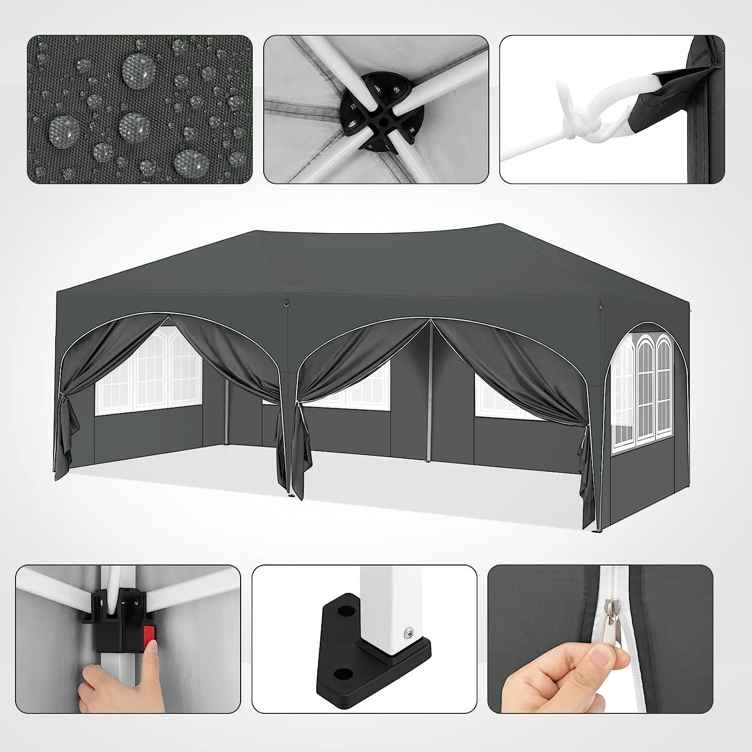 Carport - Tienda de campaña de 4 x 6 m, resistente al agua y a los rayos UV, estructura de acero estable para coches, SUV y caravanas, ideal para patio, terraza, comercial y puesto de mercado