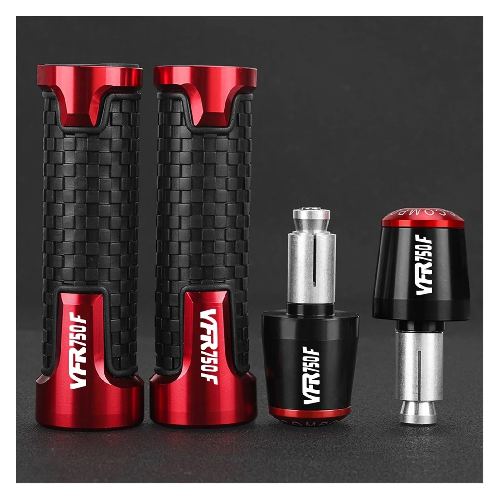 Manubrio antiscivolo per moto Impugnatura manubrio PER Hon@&da VFR750F VFR750R VFR750 FR 1986-1998 1997 1996 1995 Moto CNC 7/8"22MM Manopole Manubrio Tappi Terminali Manubrio(A black red set)