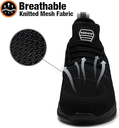 Miniatura 6 de Kezhiho Zapatos de trabajo con punta de acero para hombre, ligeros, cómodos, antideslizantes, a prueba de pinchazos, zapatos de seguridad,