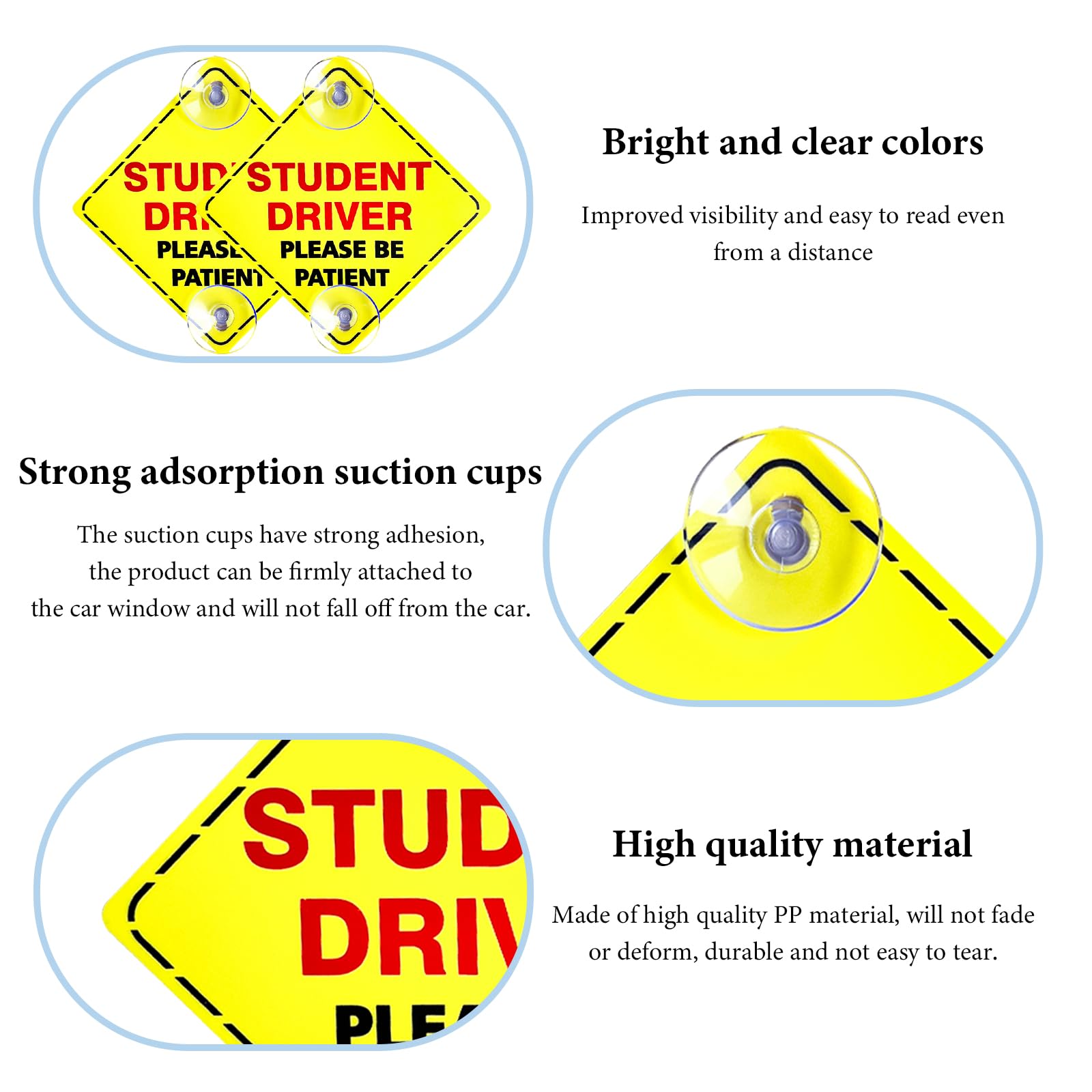 Am Using Driver Sign Snapklik.com : ZNDAW 2 PCS Student Driver Sign For Car Window, 5