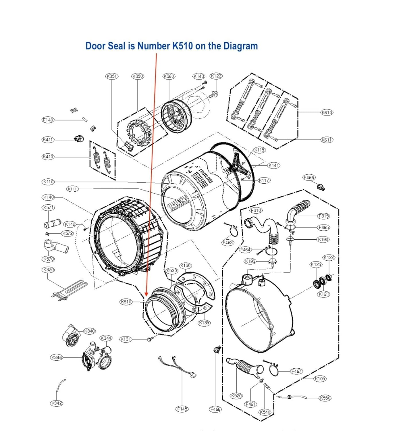 Washer Door Boot Bellow Compatible with Replacement for LG 4986ER0004F 4986ER0004J 4986ER0004K