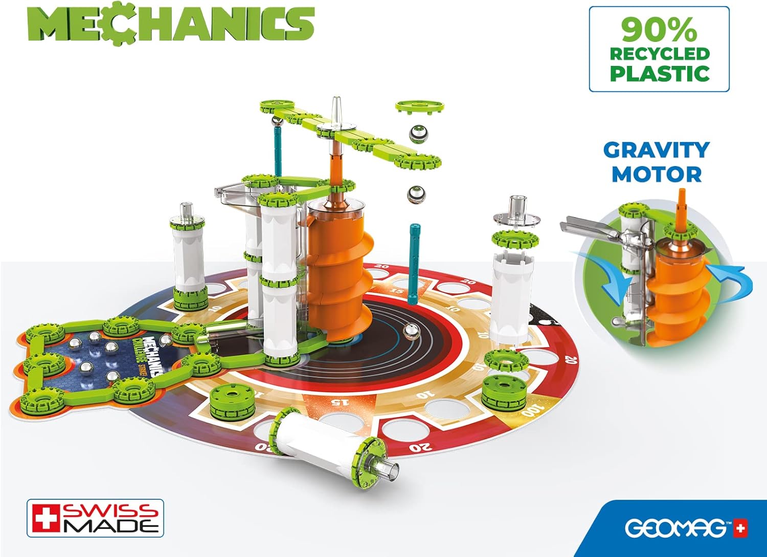 Geomag Mechanics Recycled Challenge Strike, 185 Pieces, White (779)