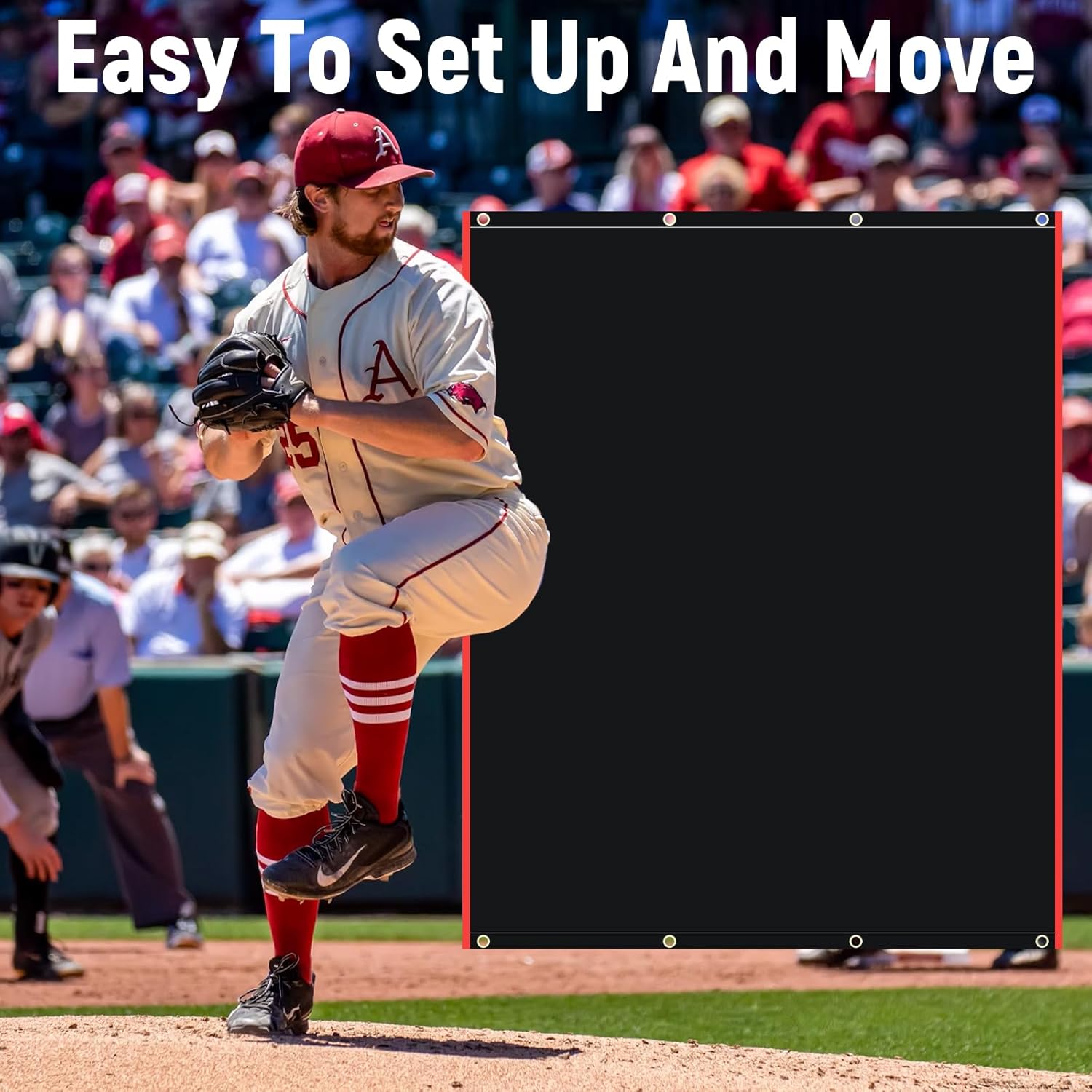 Baseball Batting Backstop Portable： PVC Vinyl Quick Setup Softball Hitting Backdrop Target for Field Backyard Indoor Outdoor Player Pitcher Youth Catcher Adult Use with Bungees