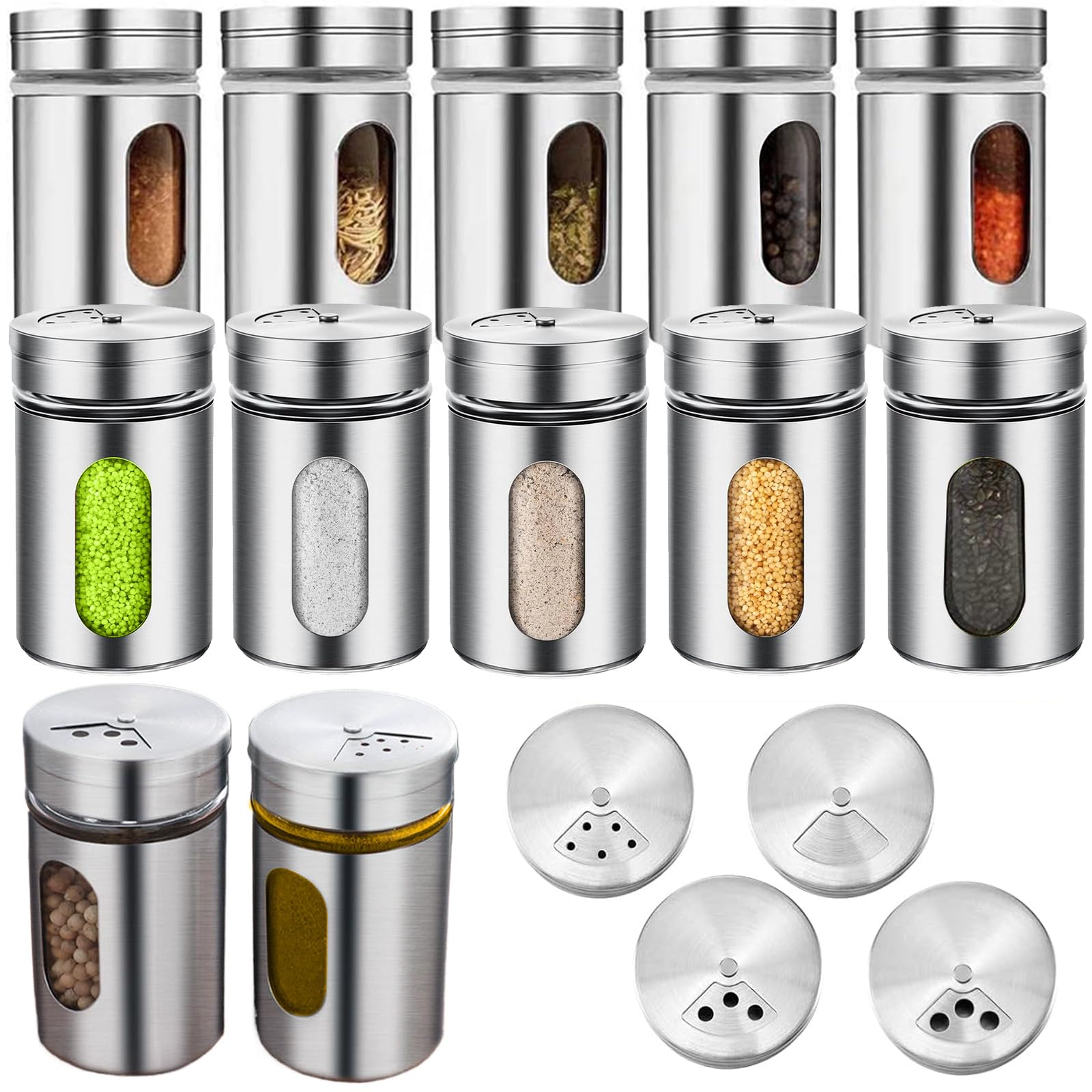 12Pcs 100ml Pots Épices Petit avec 3 Trous Dosage Pivotant, Set Boîtes Rangement Sel Poivre Cuisine Acier Inoxydable, Bocal Stockage Thé, Bouteille pour Stocker Paprika, Poudres, Herbes Séchées