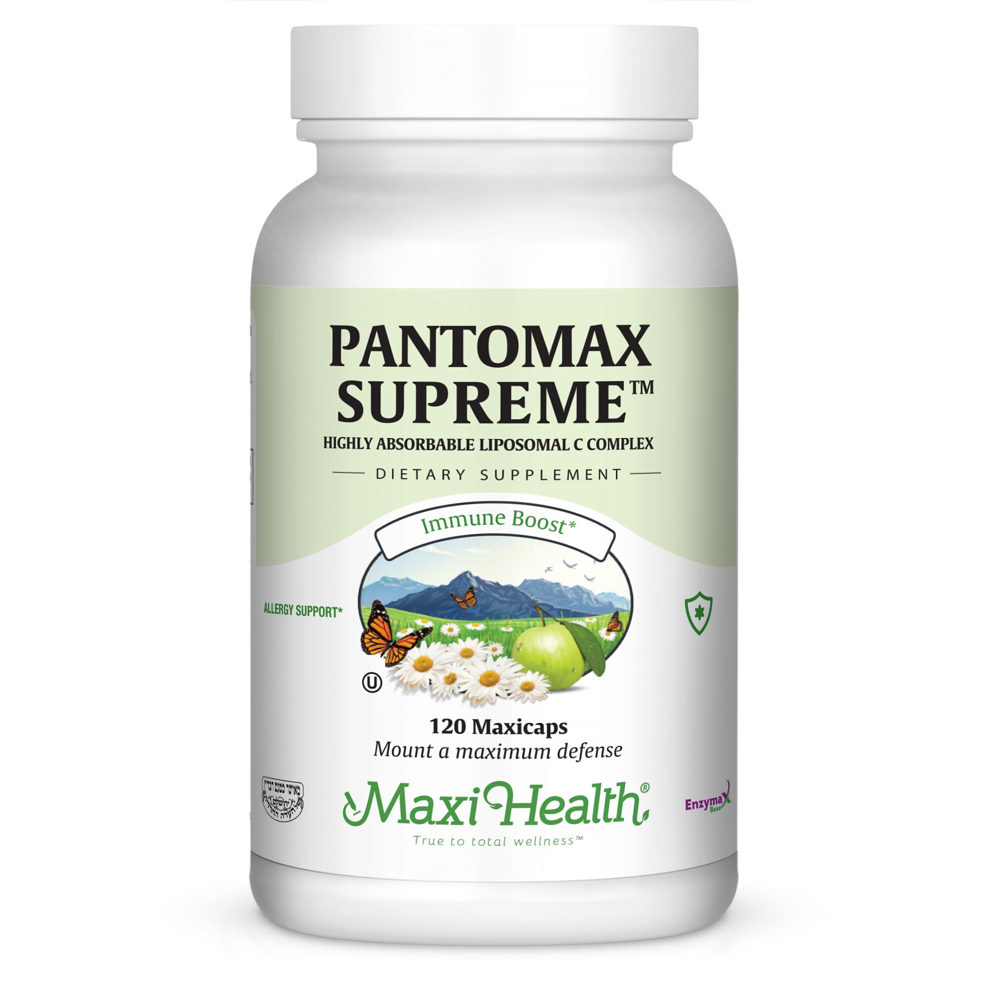 Maxi Health Pantomax Supreme – Immune Boost with Vitamin C Lipizorb-C & Pantothenic Acid – Vitamin B5 Pantothenic Acid Supplement for Exhaustion Regulation – Natural & Kosher, 120 Capsules