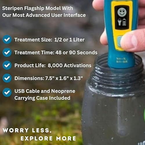 Miniatura 8 de Katadyn Steripen Ultra Portable UV Water Purifier – Rechargeable 2200mAh Battery, Eliminates 99.99% Microorganisms, Fast Water Treatment for Hiking,