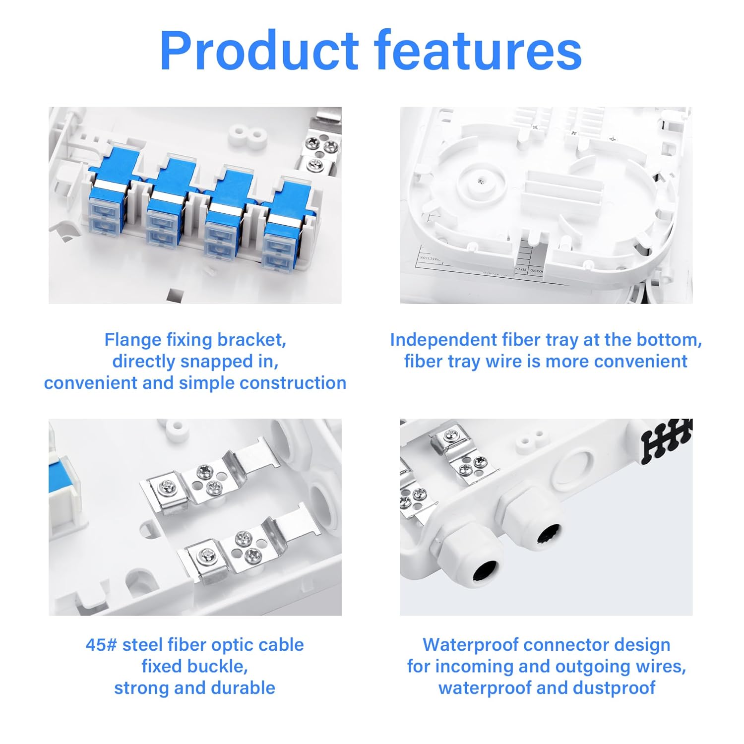PNGKNYOCN 8 Core Fiber Distribution Box, ABS Fiber Optic Terminal Box Waterproof Suitable for Indoor or Outdoor Use