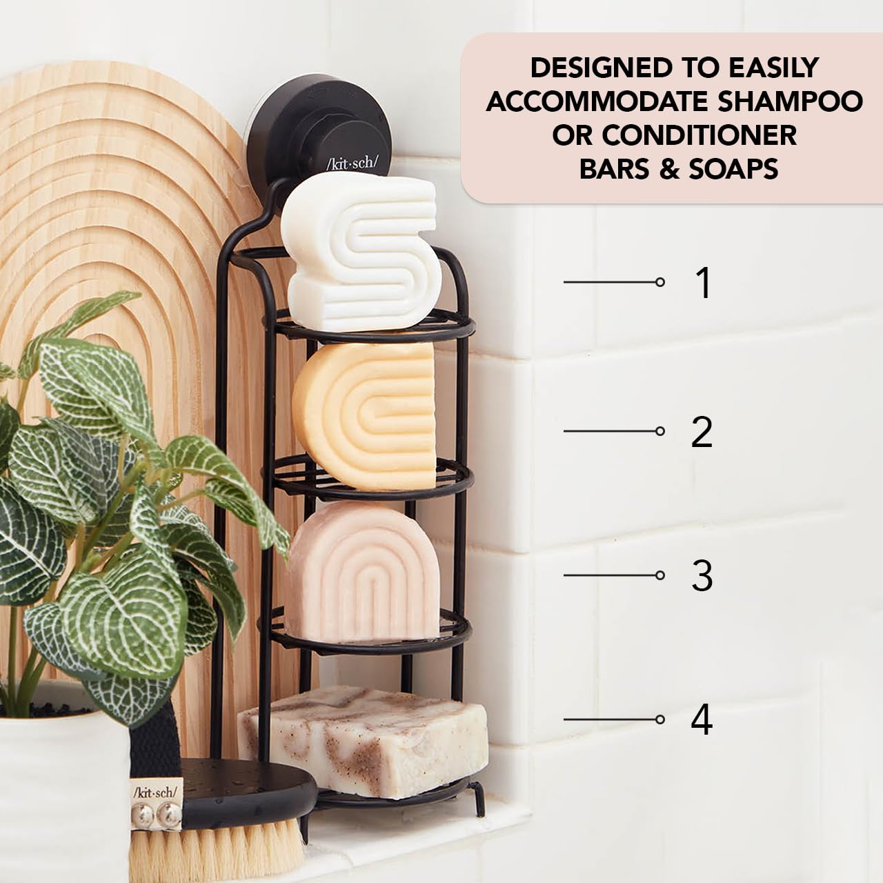 Kitsch Tea Tree & Mint Clarifying Bar Shampoo & Stainless Steel Shower Caddy with Suction Cup with Discount