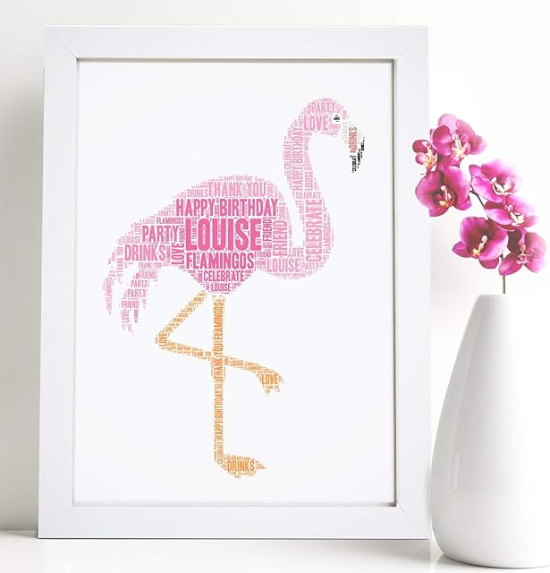 Personalised Flamingo Word Art Print - A5, A4 Prints & Framed