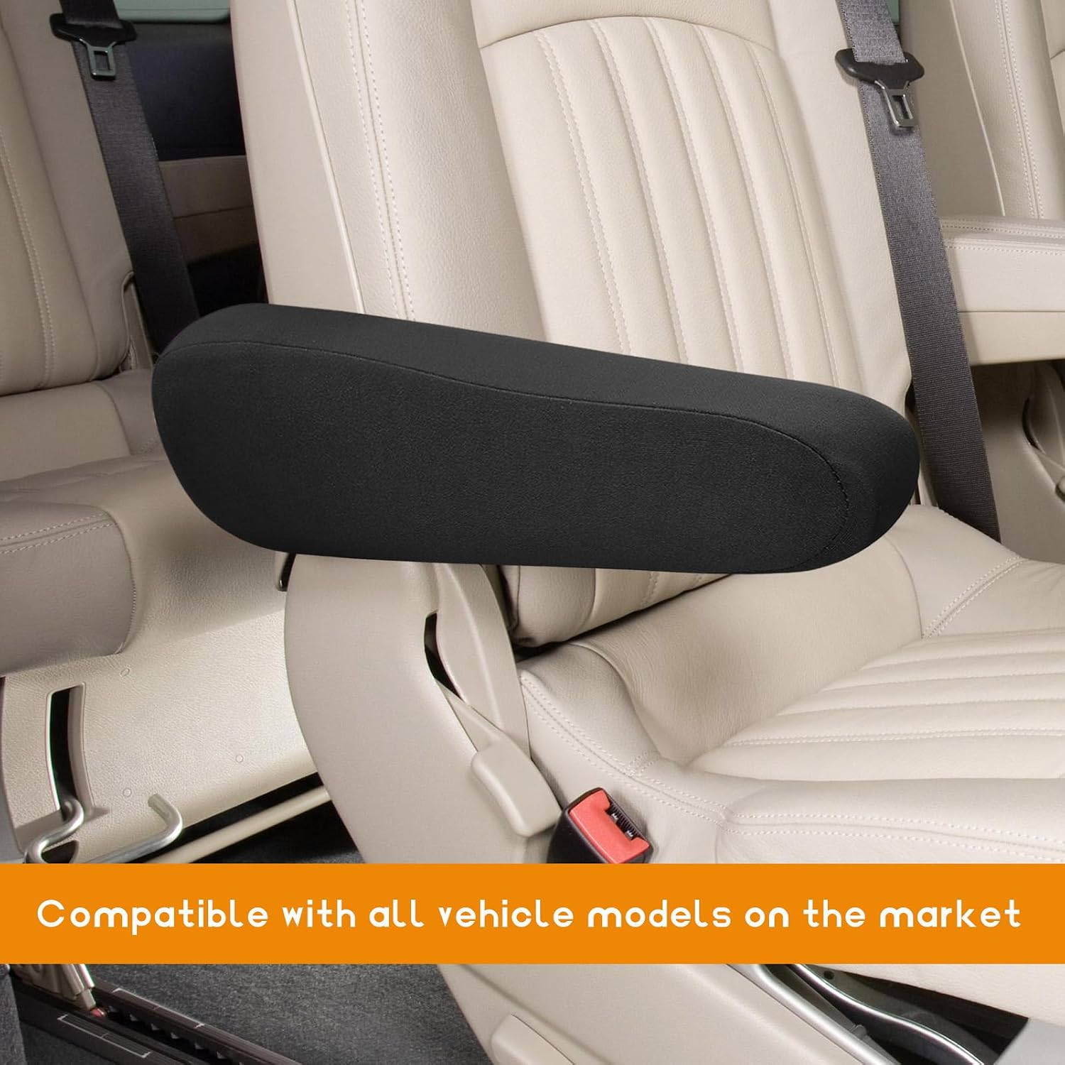 2 PCS Car Front Seat Armrest Covers, Soft Elastic Fabric Vehicle Seat Arm Rest Cushion, Comfortable Seats Armrest Protector Replacement for Most Cars, Car Accessories (Black) thumbnail
