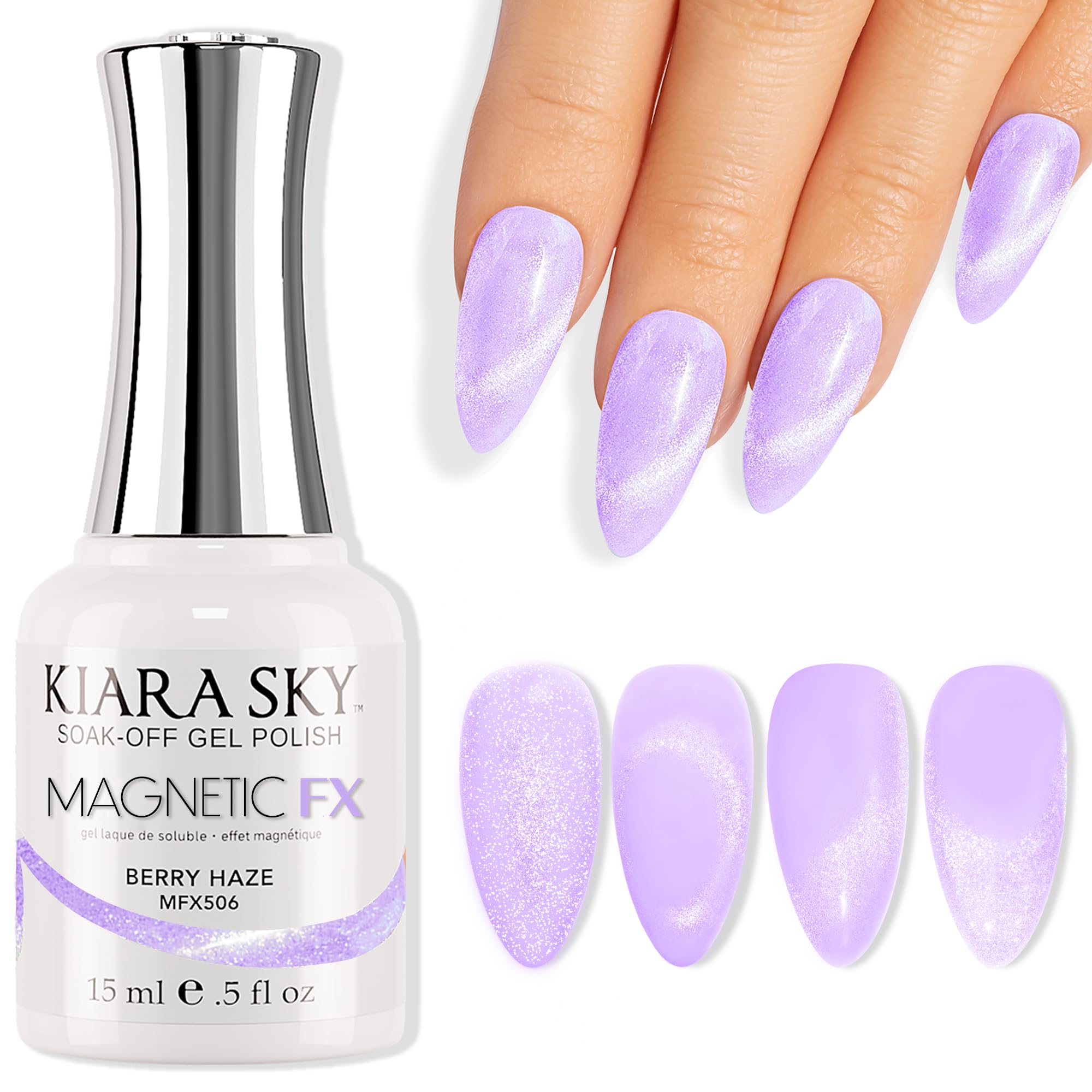 KIARA SKY Gel Polish MagneticFX | Magnetic Cat Eye Effect Soak Off 15ml | Berry Haze (lilac purple)