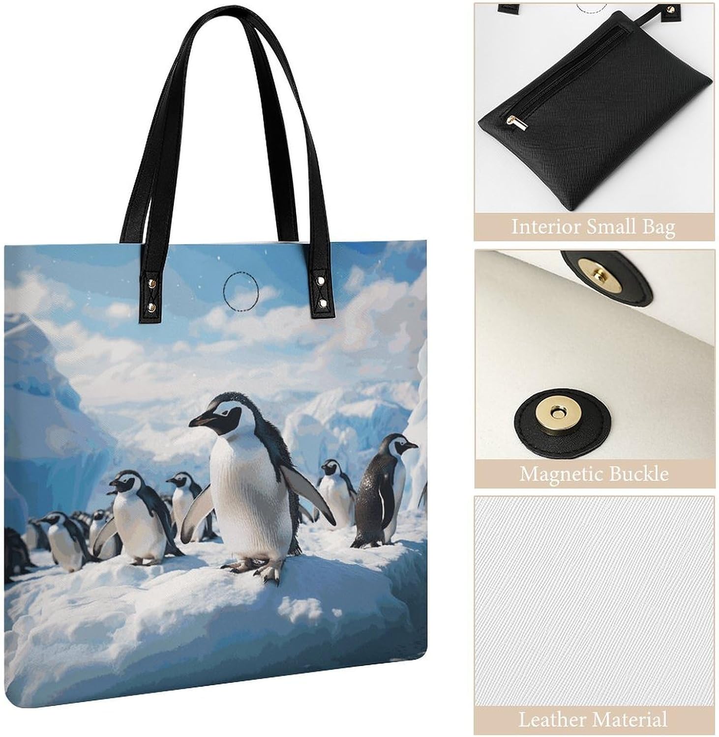 PU Leather Tote Bag for Women Fashion Large Capacity Shoulder Bags image 5