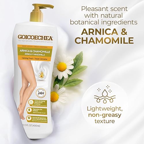 Miniatura 6 de Goicoechea Loción corporal Calming Touch, cuidado hidratante de la piel con árnica y manzanilla, mejora la apariencia de venas varicosas y manchas,