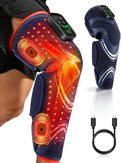 Red Light Therapy for Knee & Calf with Heat & 4-Zone Massage, 100 Red&Infrared Lights (660nm&850nm) & 5000mAh Cord-Free Controller, Adjustable 5 Light Levels/3 Vibration /3 Pulse Mode for Knee Leg Arm