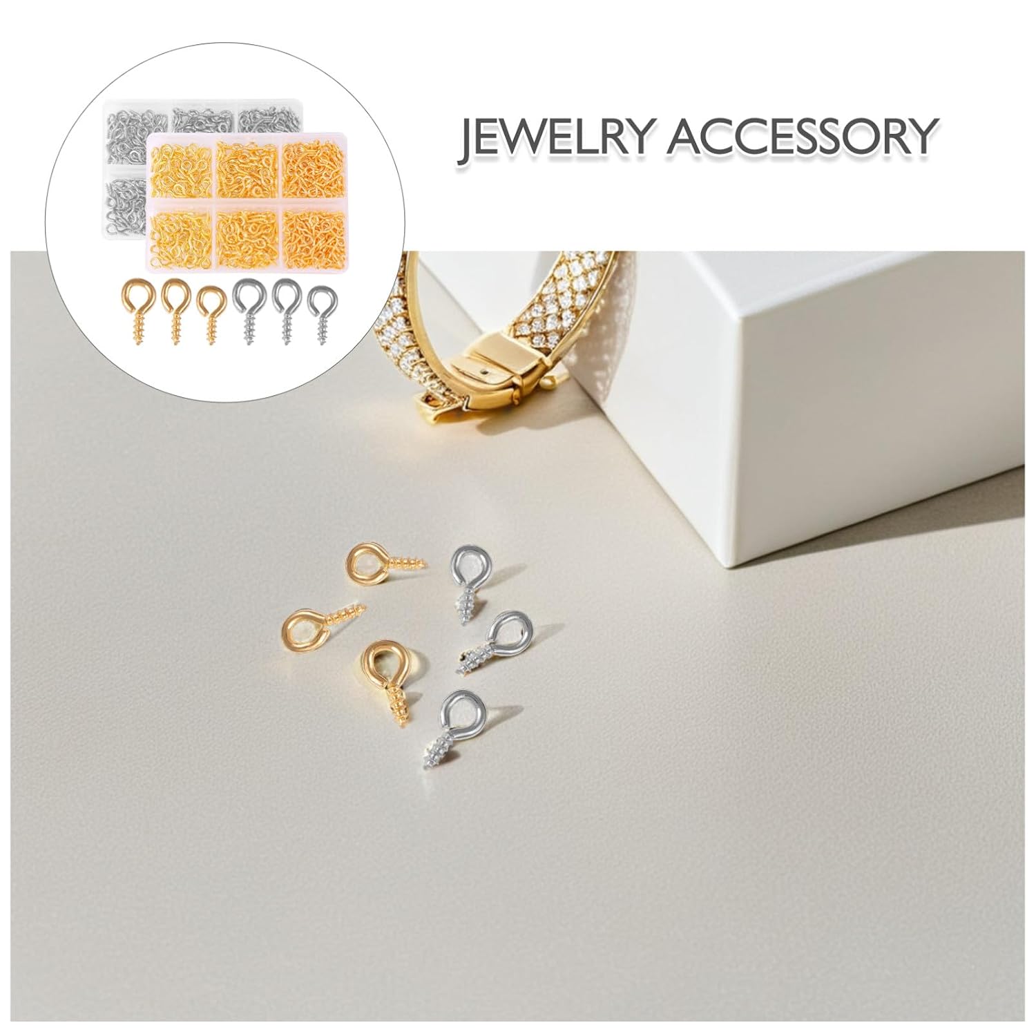 Screw Eye Pins for DIY Jewelry Making Self-Tapping Eyelet Screws in Silver Gold for Necklaces Bracelets and Earrings
