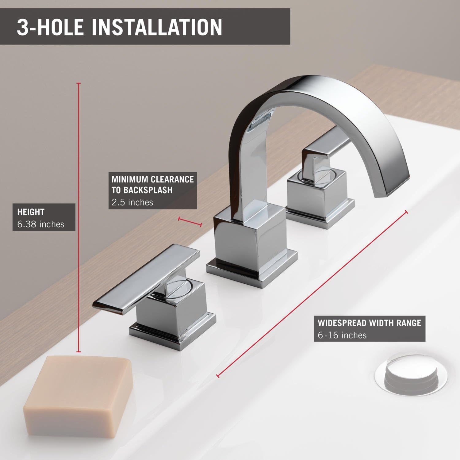 Bеѕt Prоmо Delta Faucet Vero Widespread Bathroom Faucet Chrome, Bathroom Faucet 3 Hole, Bathroom Sink Faucet, Metal Drain Assembly, Chrome 3553LF