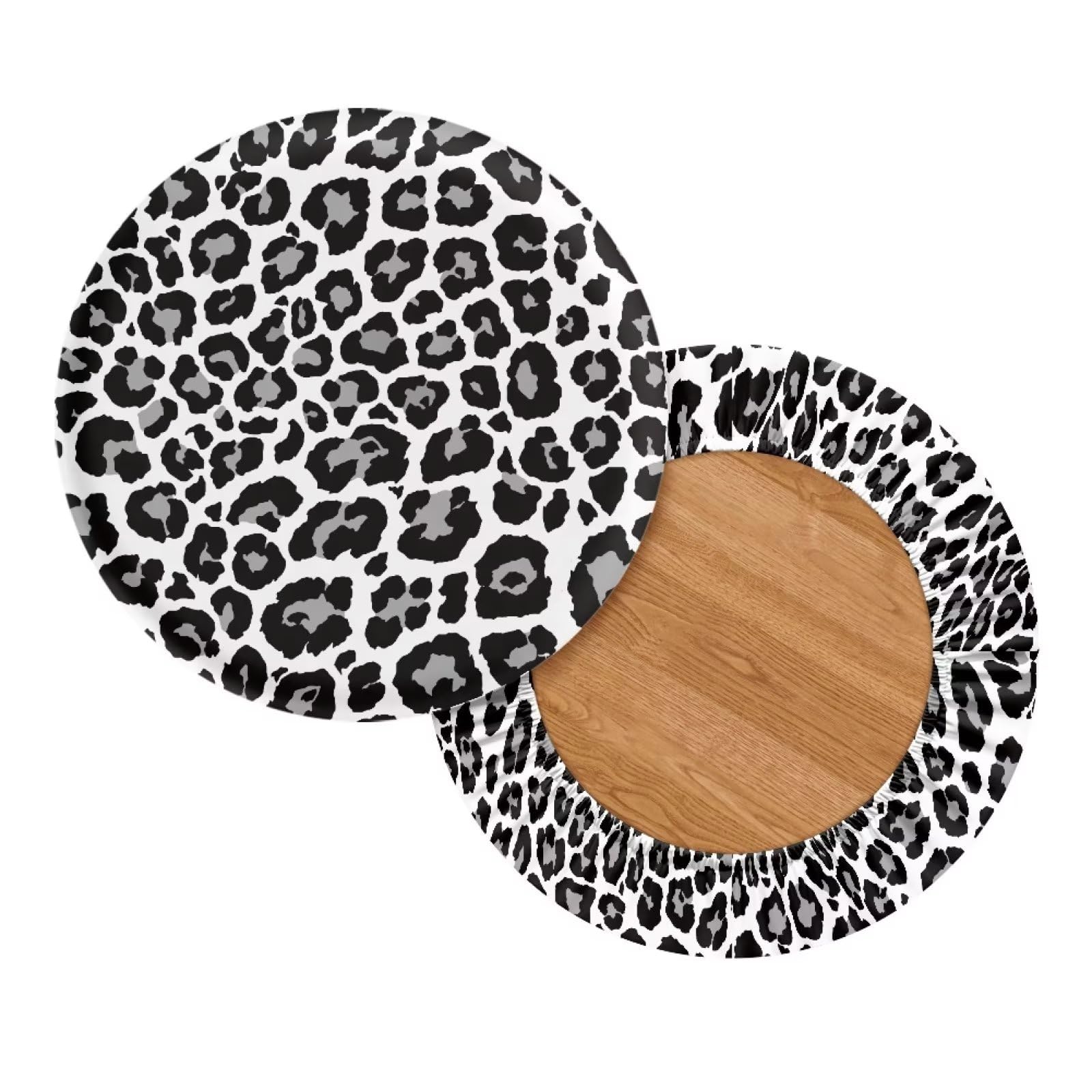 ZDCUSTOM White Leopard Stretch Round Bar Stool Covers Barstool Covers Slipcovers Set of 2 Bar Stool Covers for Home Bar Wedding Party Decor Bouncy Fabric Washable