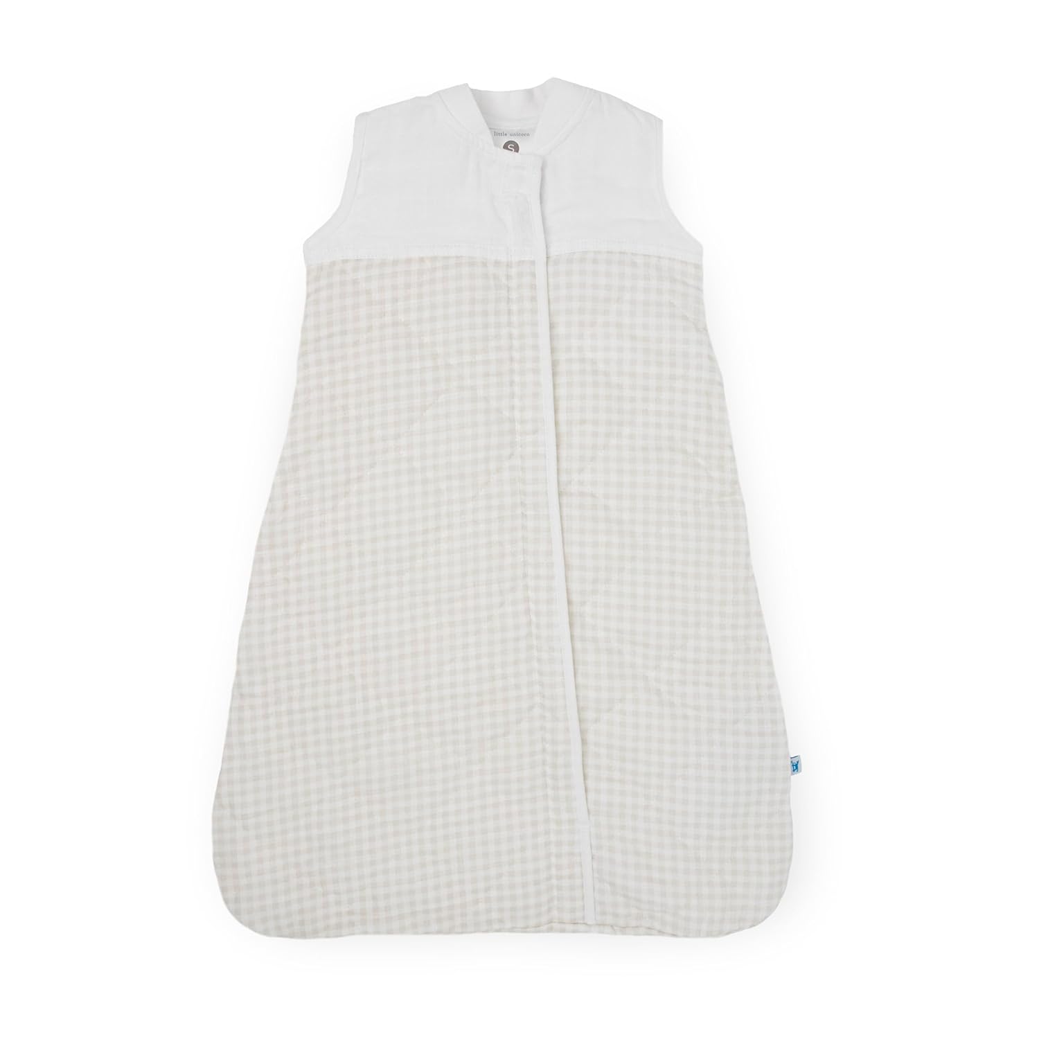Little Unicorn 6-12 Month Quilted Sleep Sack 2.6 TOG | Soft & Breathable Muslin Cotton for safer sleep | 2 way zipper (Tan Gingham)