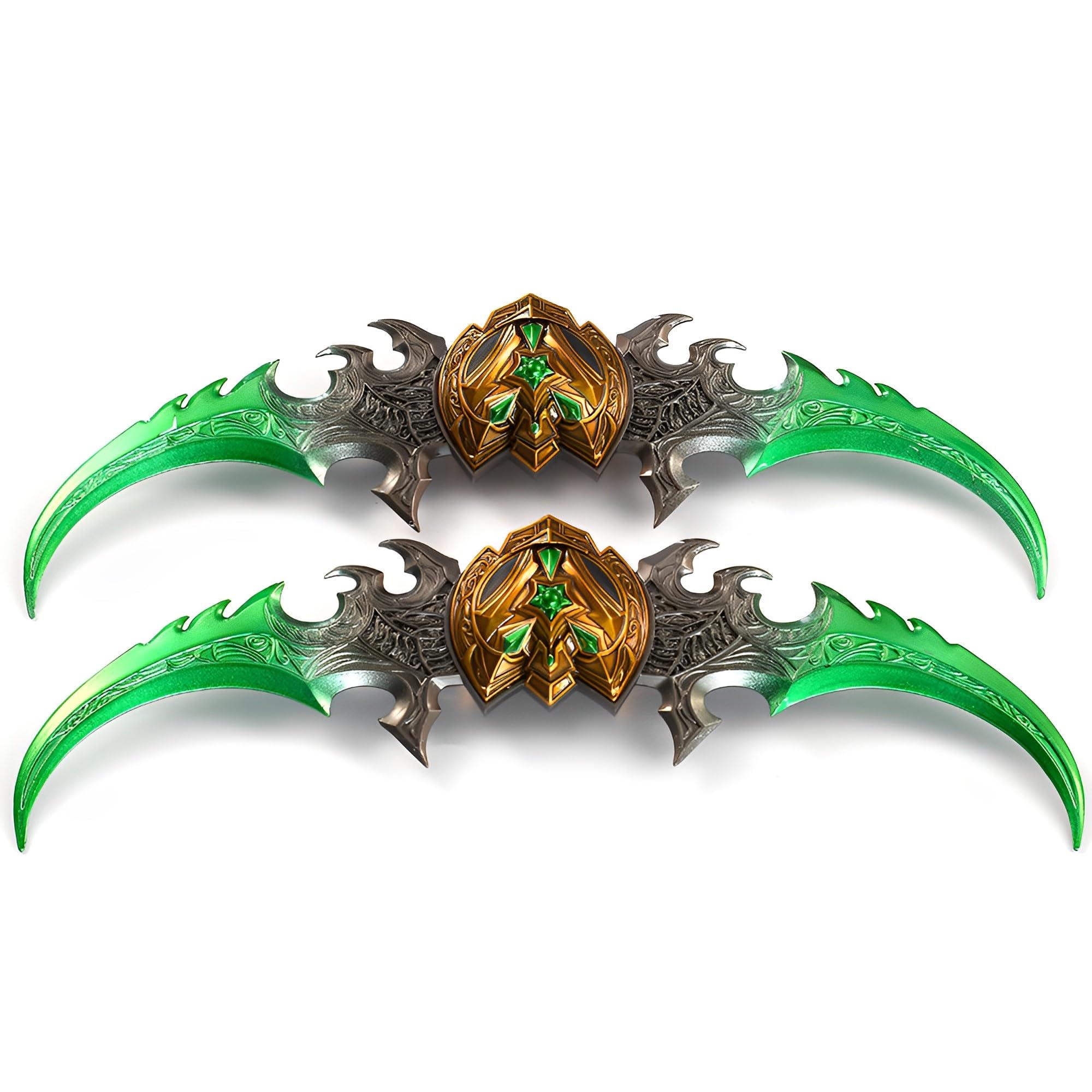Wow Warglaive of Azzinoth Modelo, Longitud 22Cm, Juego De 2 Piezas, Embalaje De Cartón, con Soporte De Exhibición, Juego Coleccionable Totalmente De Metal