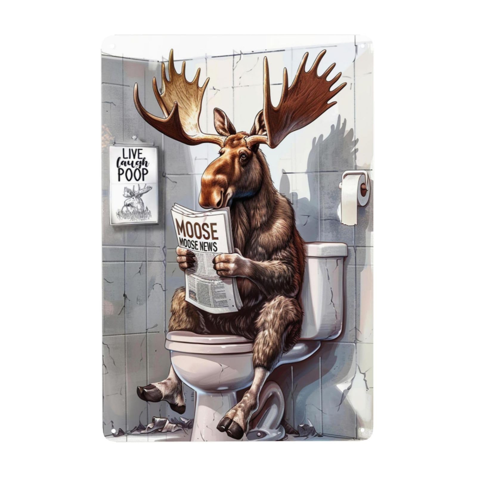 Amazon.com: Phonily Funny Moose Metal Bathroom Signs Moose Read ...