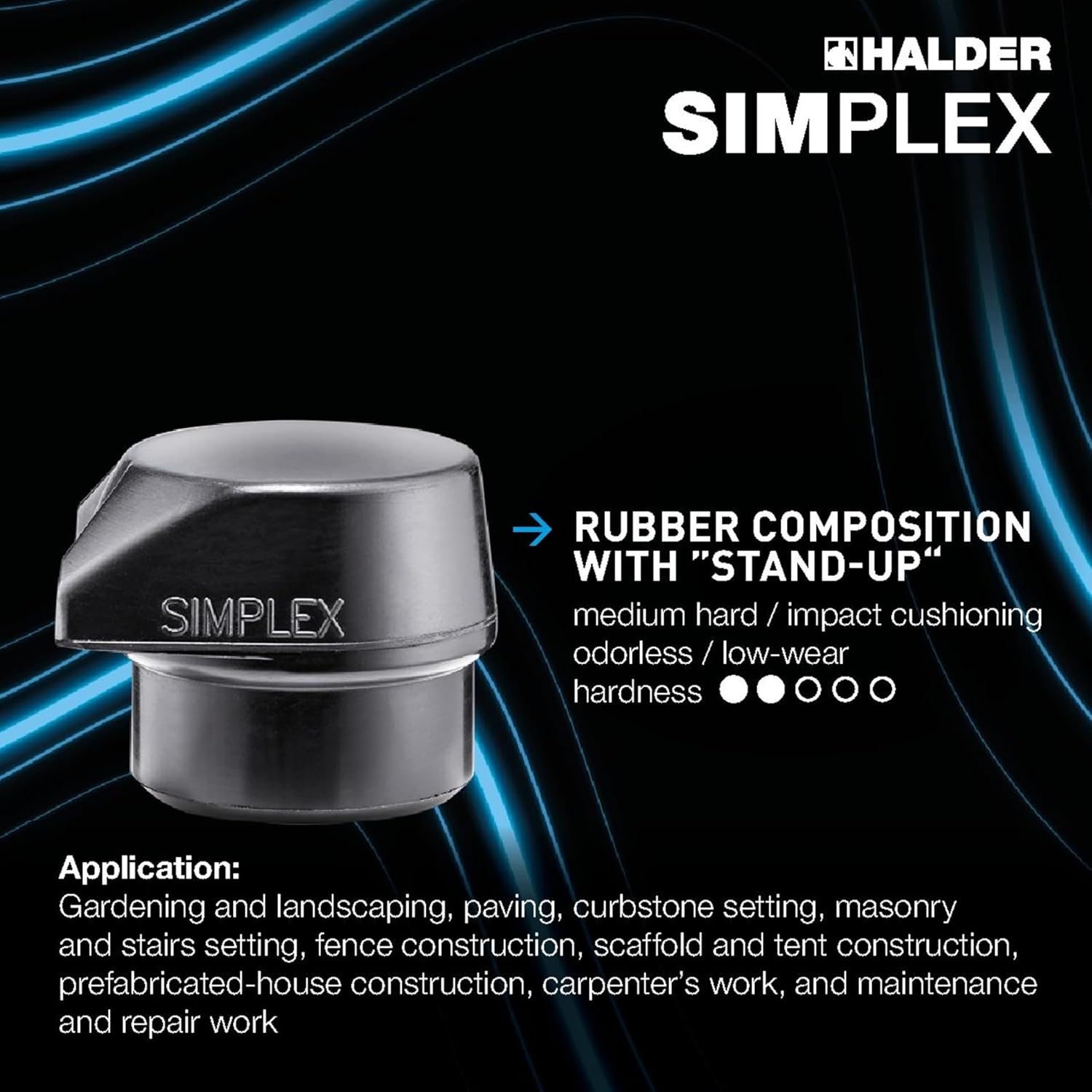 Simplex Plusbox Starter Kit, Simplex Soft Hammer D60, Rubber Composition/Superplastic, with Malleable Cast Iron Housing and 1 Impact Insert Rubber Composition with Stand Plus Cutter Knife | 3027s027