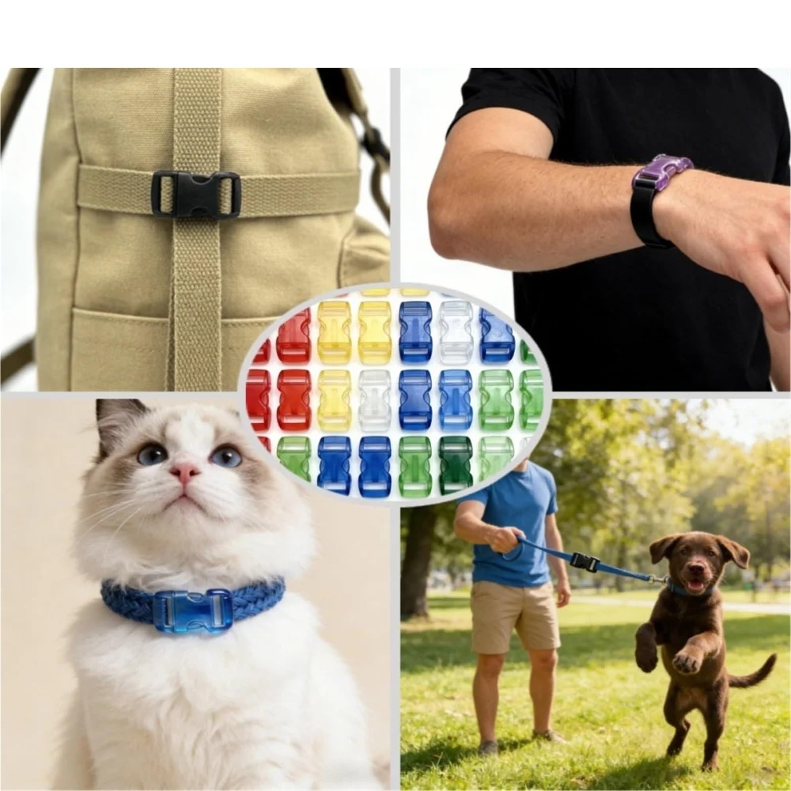 Schnallen und Clips für Rucksäcke 11–110 Stück 10 mm transparente bunte Mini-Plasitc-Seitenverschlussschnallen for Armband-Bastel-Katzenhalsbandverschlüsse