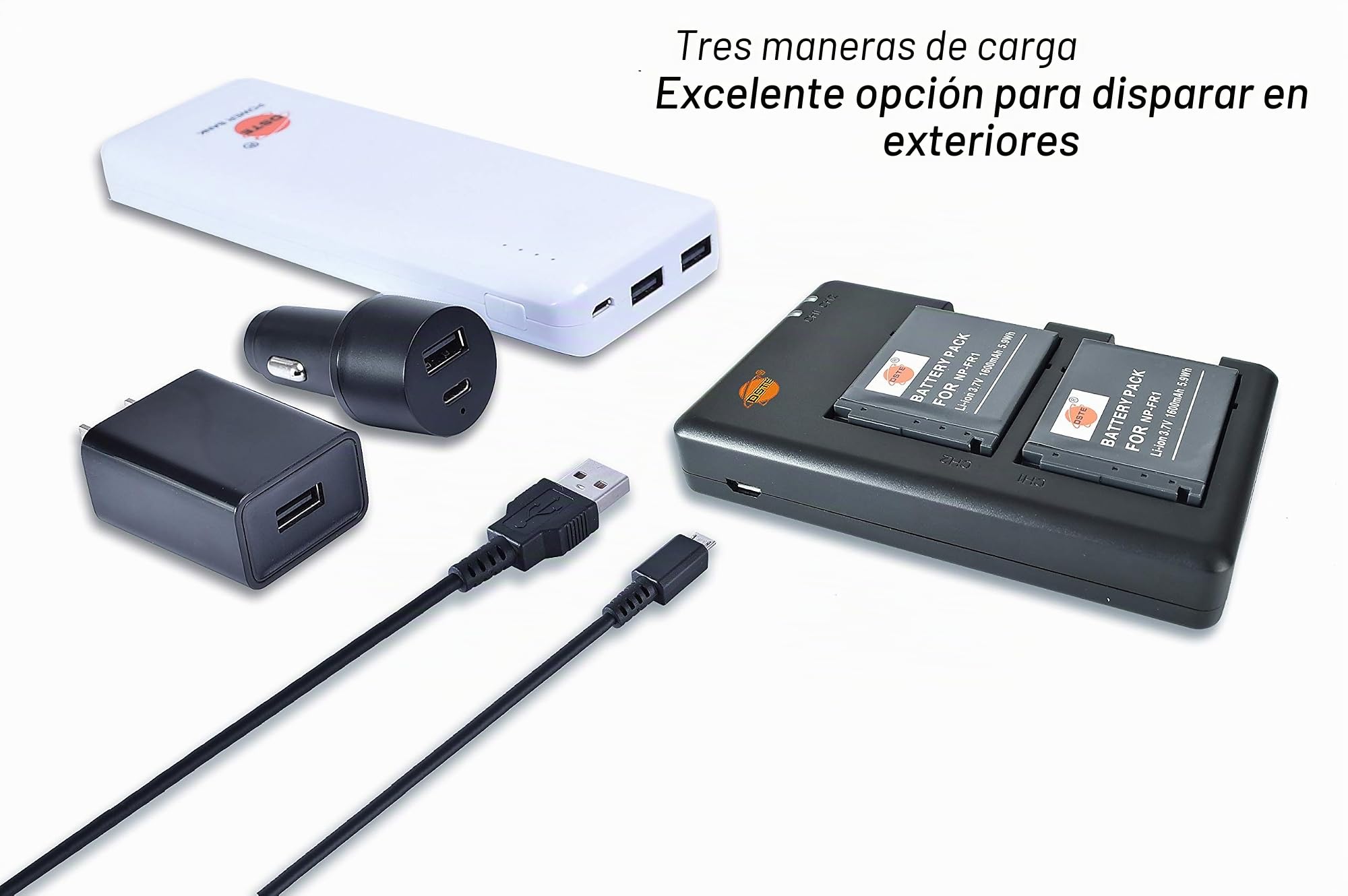 NP-FR1 - Batería Recargable y Cargador Dual Compatible con cámaras Sony DSC-F88, DSC-P100, DSC-P120, DSC-P150, DSC-P200, DSC-P200/B, DSC-P200/R, DSC-P200/S, etc.