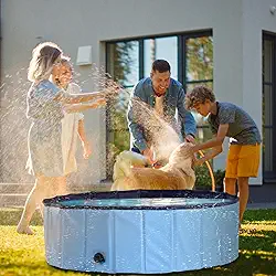 340 Litros Piscina Infantil, Piscina Chafariz Hidromassagem Inflavel, Banheira Dobravel Infantil para e Cães (120 * 30cm)