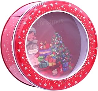 sprwater Boîte d'emballage de Bonbons, boîtes à Biscuits de Noël avec des Motifs de Noël Exquis Panier-Cadeau en Chocolat de Forme Ronde Robuste pour des collations Petits Cadeaux