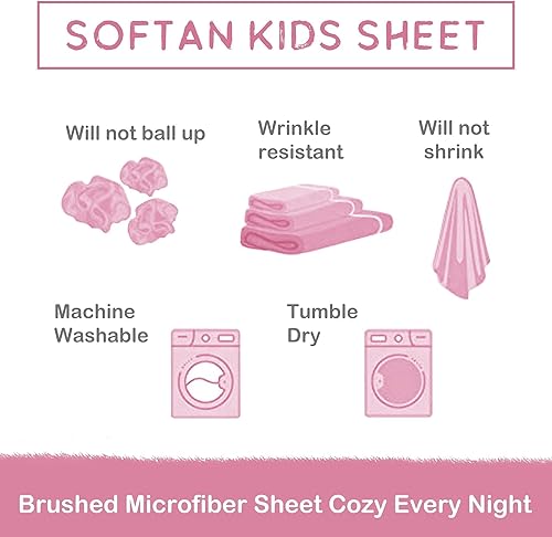 Miniatura 7 de Softan Juego de sábanas para niños, tamaño individual de 15 pulgadas de profundidad, sábana bajera de microfibra, transpirable y sedosa sensación