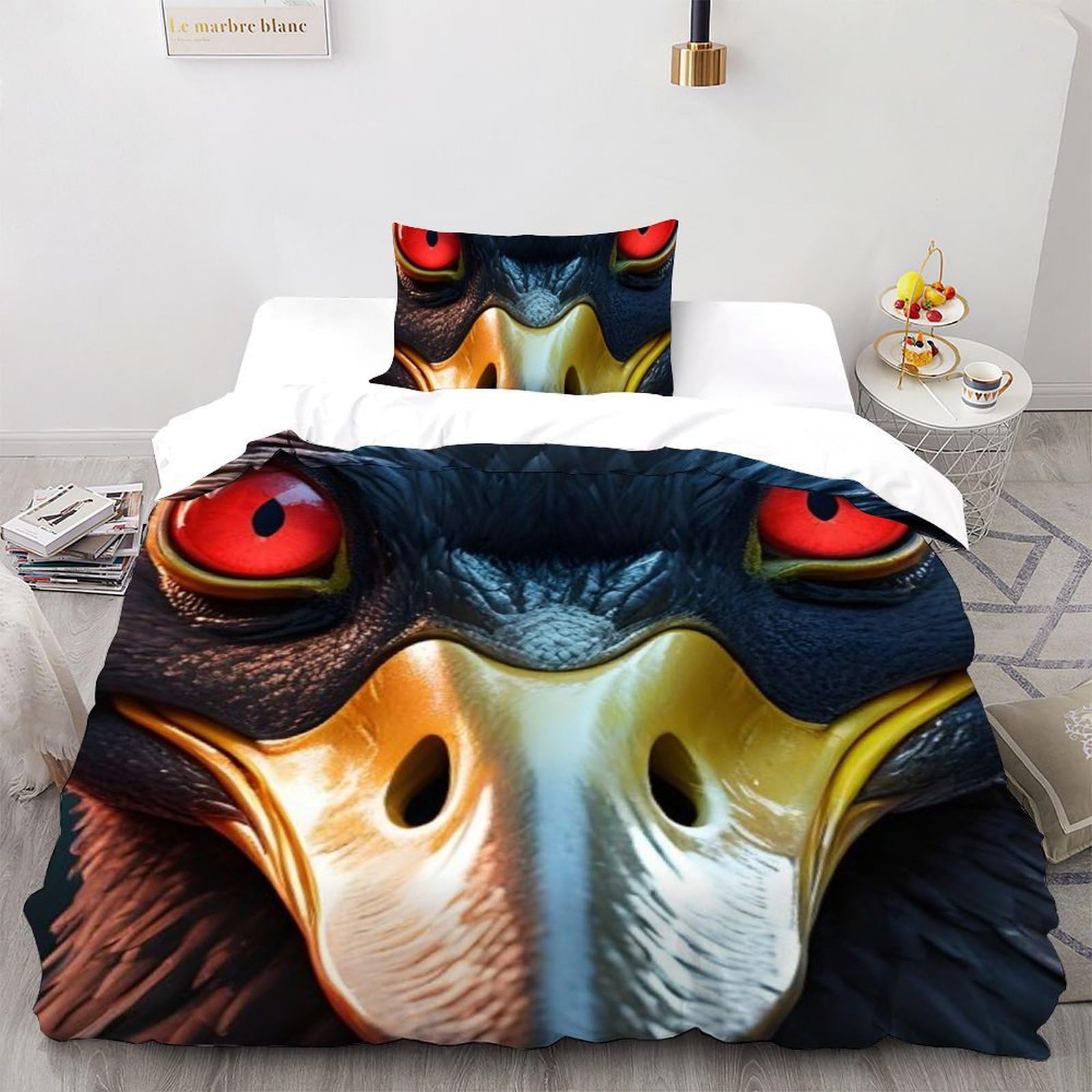 Housse de couette animaux imprimé 3D avec fermeture éclair pratique pour lit simple de garçon