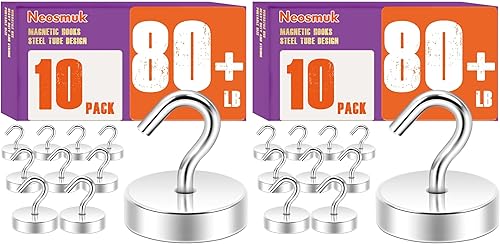 Miniatura 38 de Neosmuk - Ganchos magnéticos, elementos esenciales para cruceros, ganchos magnéticos resistentes de 40 libras+ para cabinas de crucero, plateado